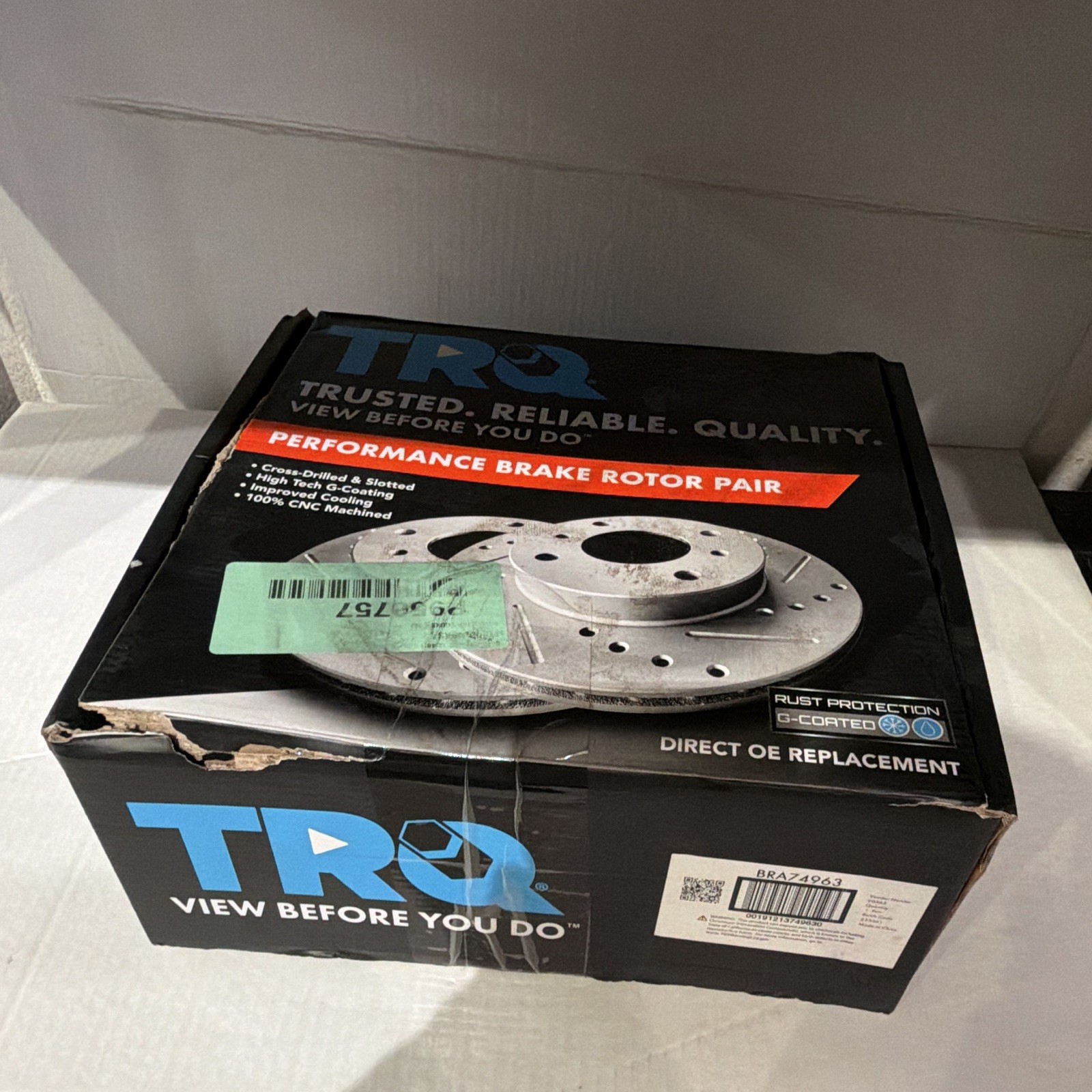 TRQ Performance Rear BrakeRotors Set Premium G-Coated 2Piece Slotted X