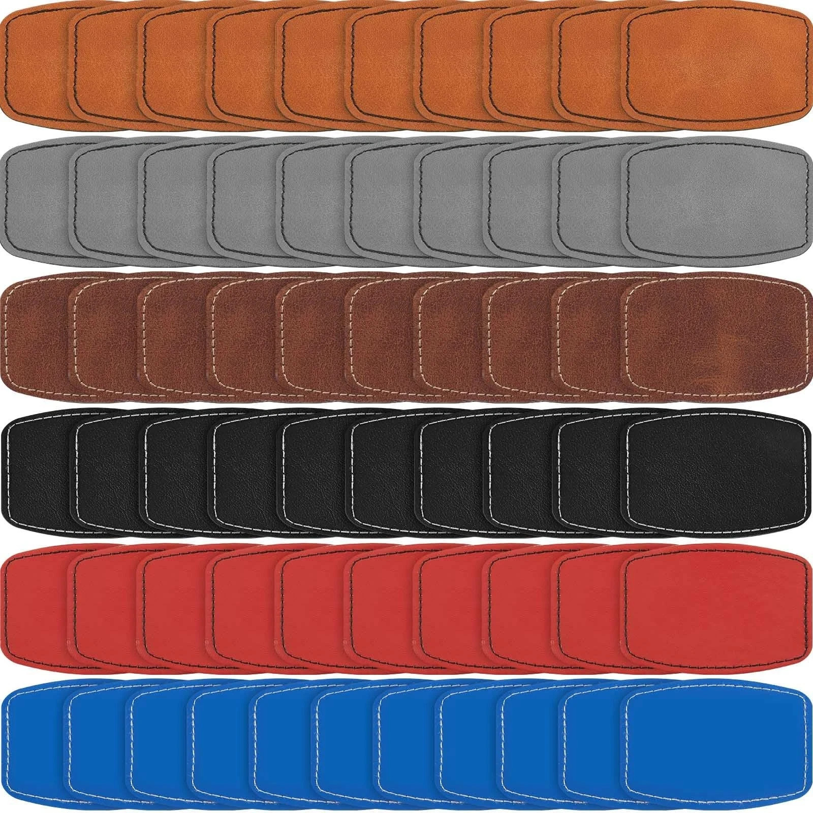 60 Pcs Blank Leatherette Hat Patches with Adhesive Rustic Rounded Rectangle P... 60 Pcs Blank Leatherette Hat Patches with Adhesive Rustic Rounded Rectangle P...