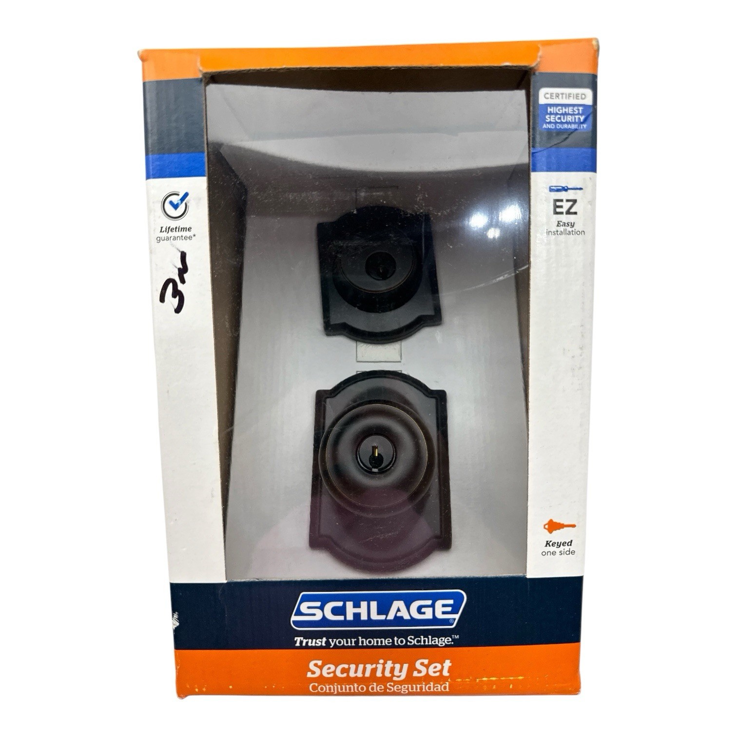 Schlage Camelot Aged Bronze Deadbolt w/Georgian Door Knob FB55VGEO716 New