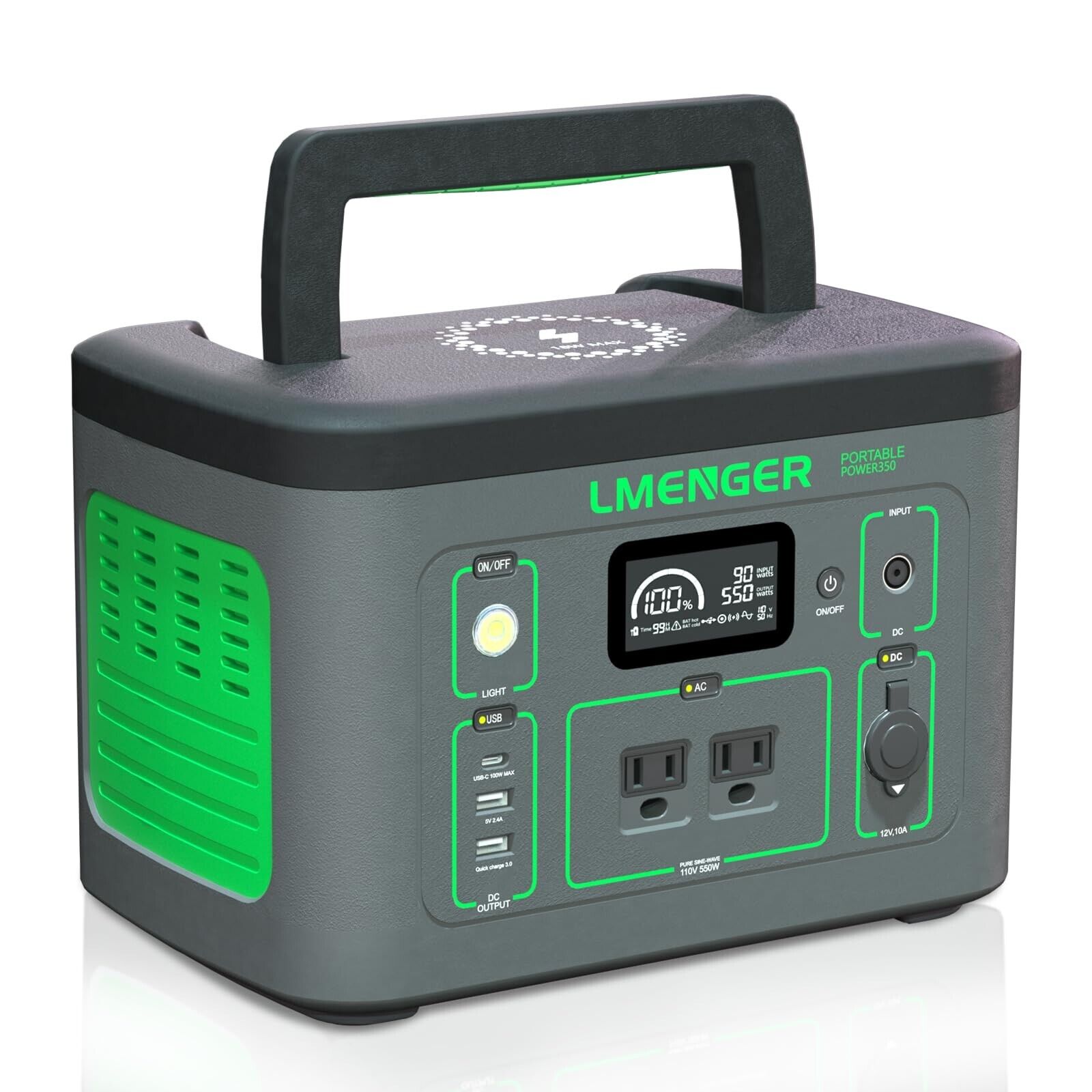 Portable Power Station 550W Electric Generator LiFePO4 Battery 326Wh for Camping