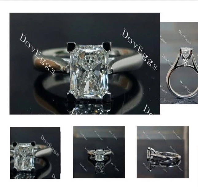 Doveggs 1.62ct Radiant Cut Lab Diamond Ring, G Color VVS2 Clarity, 10K WG, 4.5 Doveggs 1.62ct Radiant Cut Lab Diamond Ring, G Color VVS2 Clarity, 10K WG, 4.5