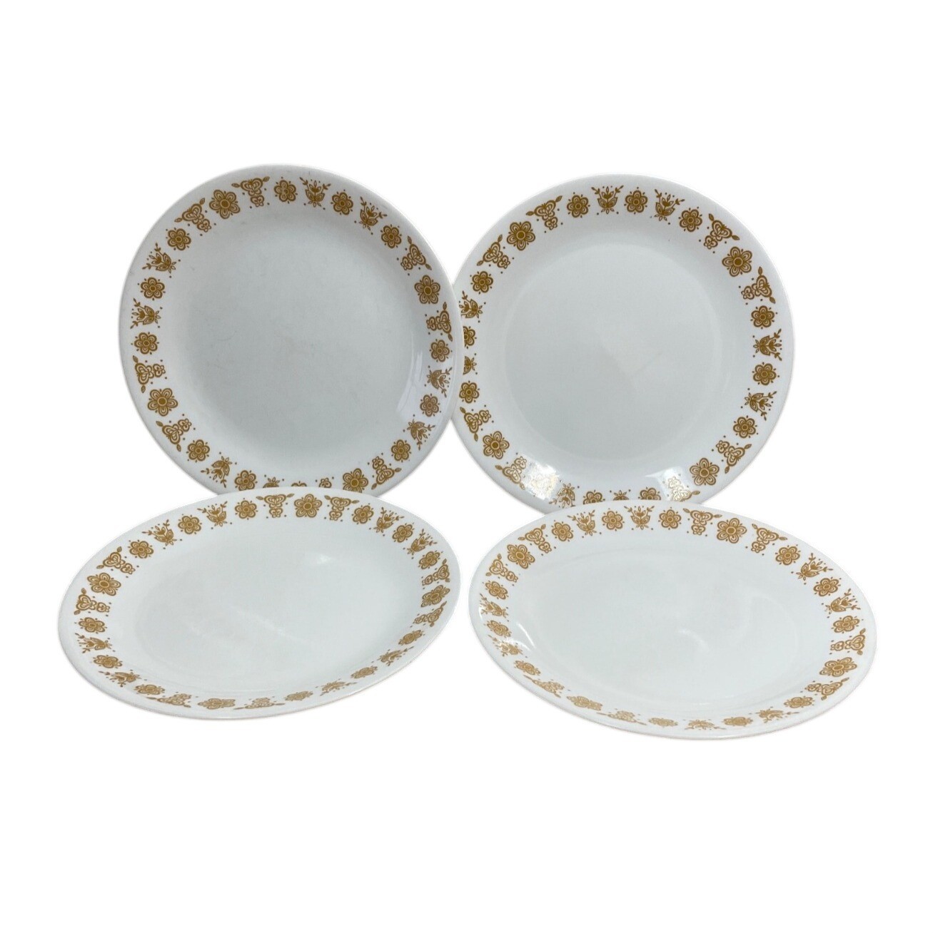Vtg Corelle Butterfly Gold Luncheon Dinner Plates 8.5 Inch Set 4 Corning 1970s