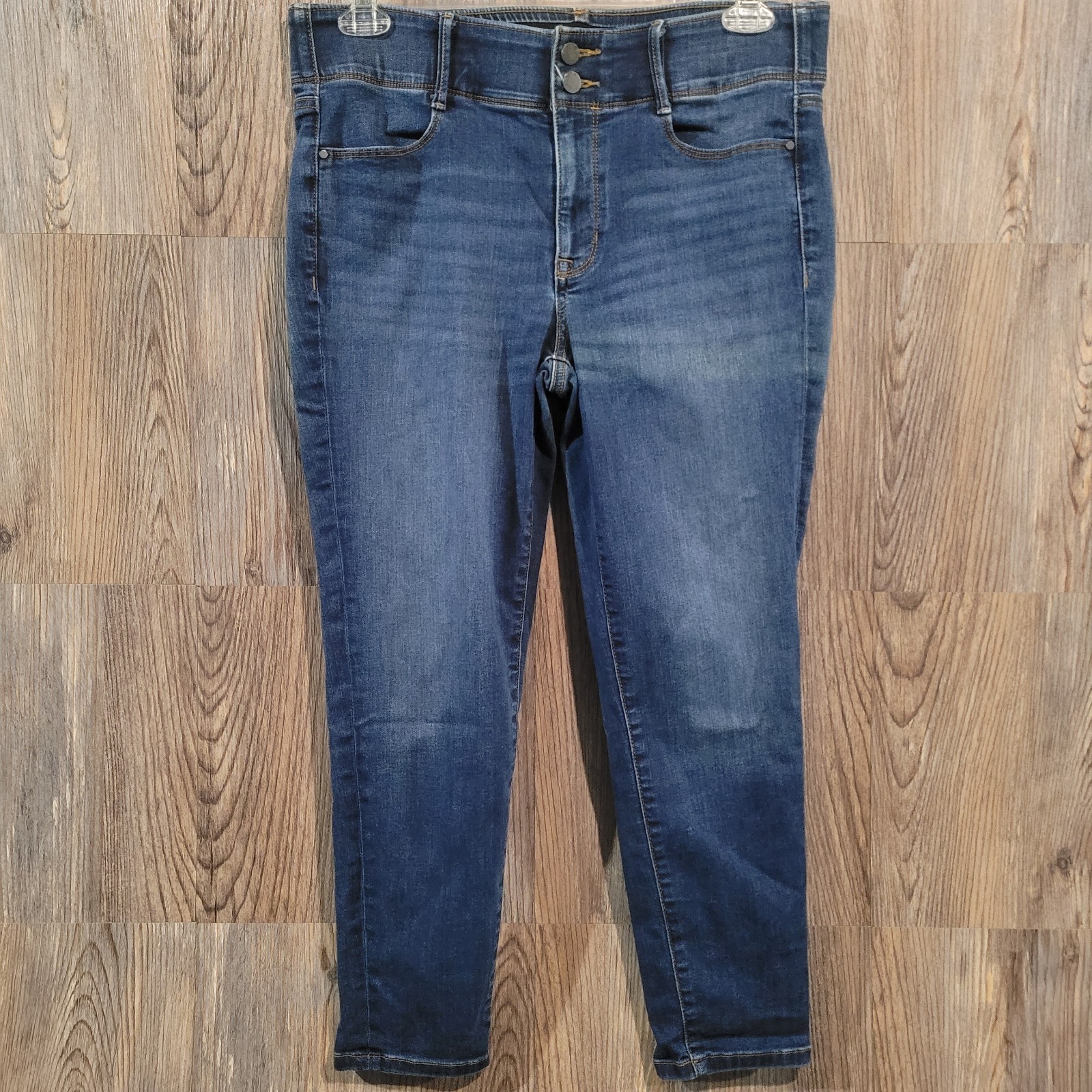 APT 9 Tummy Control Ankle Jeans Size 14 x 25 Dark Wash Mid Rise Elastic Waist