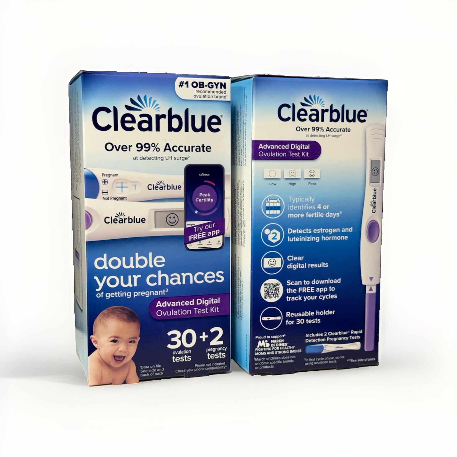2PK Clearblue Advanced Digital 30 Ovulation Tests + 2 Pregnancy - EXP 09/2028