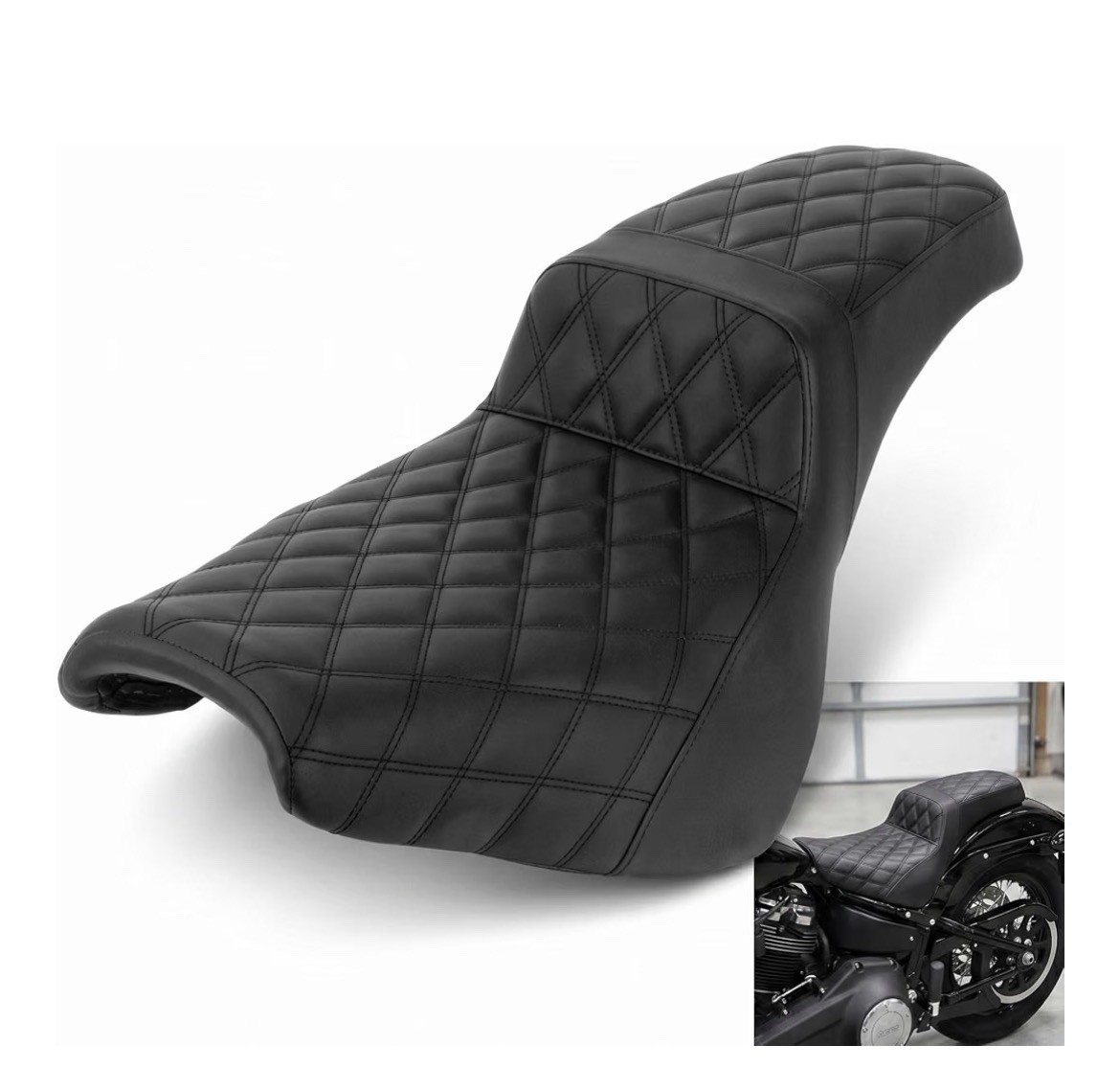 PSLER Motorcycle Driver & Passenger Seat for Softail 2018-2025 Black