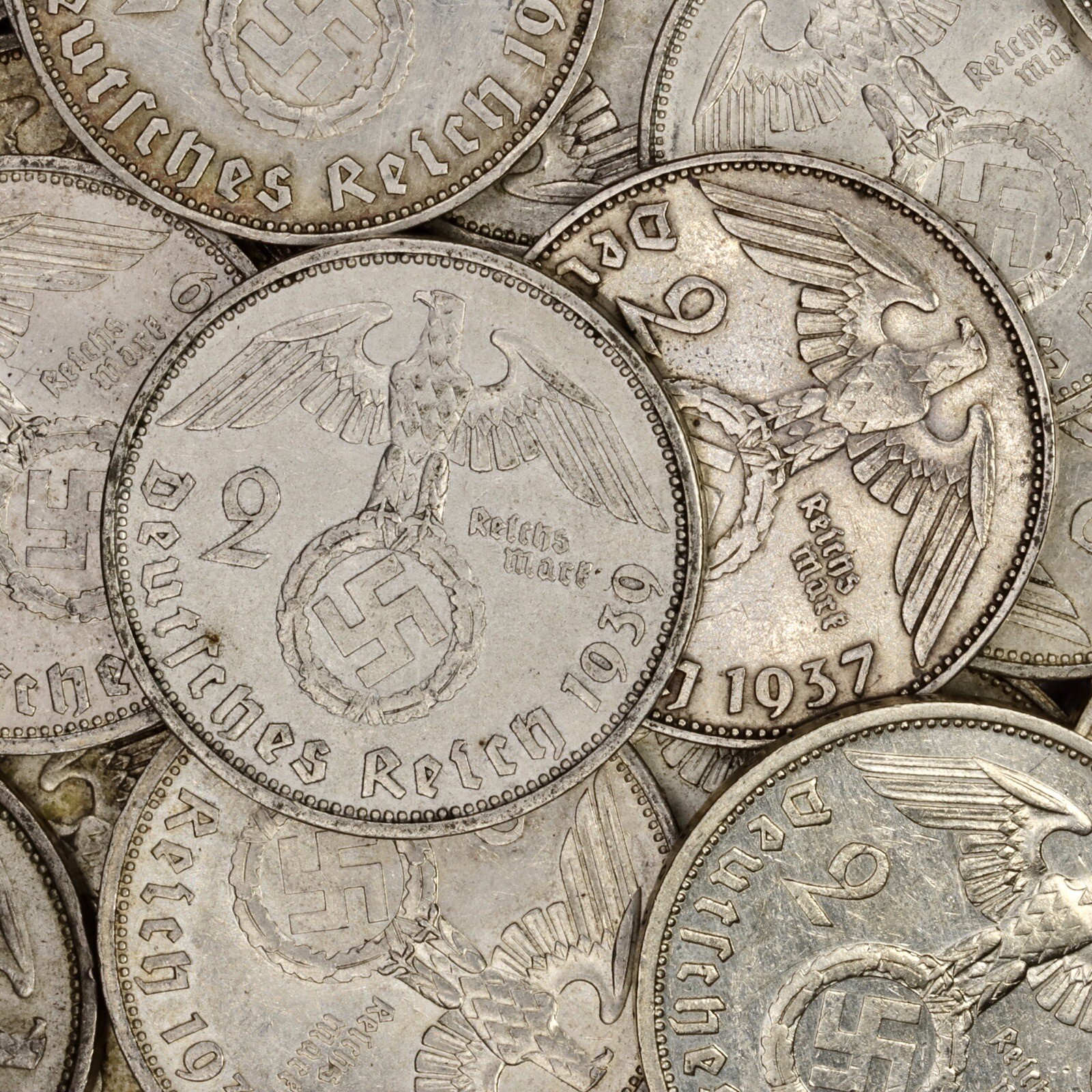 Third Reich WW2 German 2 Reichsmark Hindenburg Silver Coin Third Reich WW2 German 2 Reichsmark Hindenburg Silver Coin