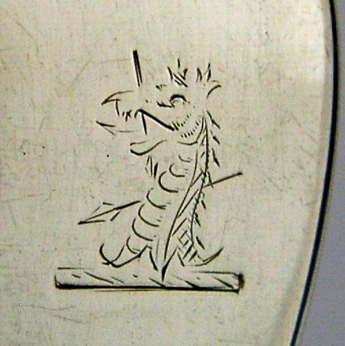 48g STERLING SILVER WATERFORD FAMILY CRESTED SUGAR SIFTER SPOON 1842 ANTIQUE