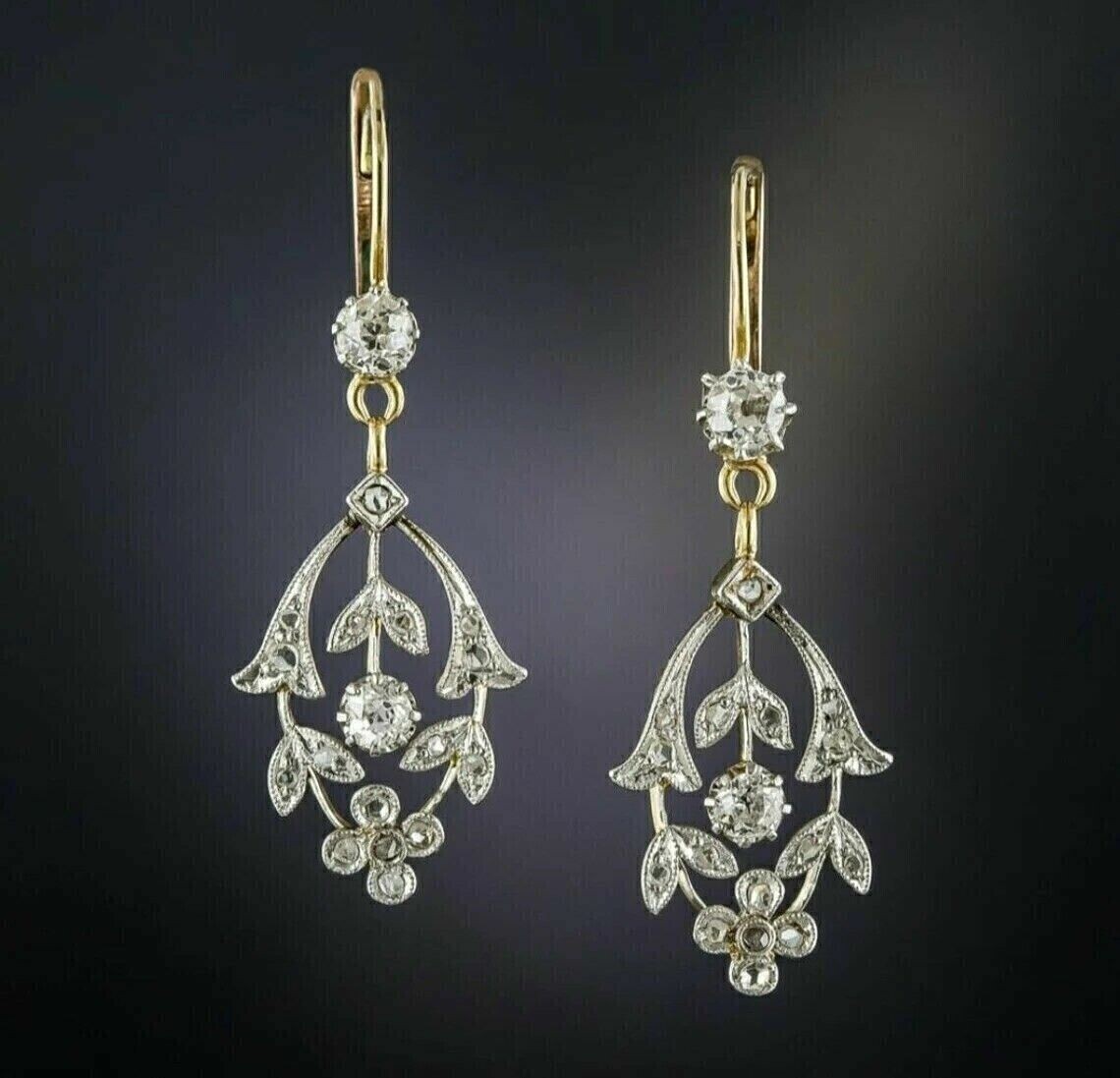 3Ct Art Deco Style Lab Created Diamond Engagement 14K White Gold Finish Earrings
