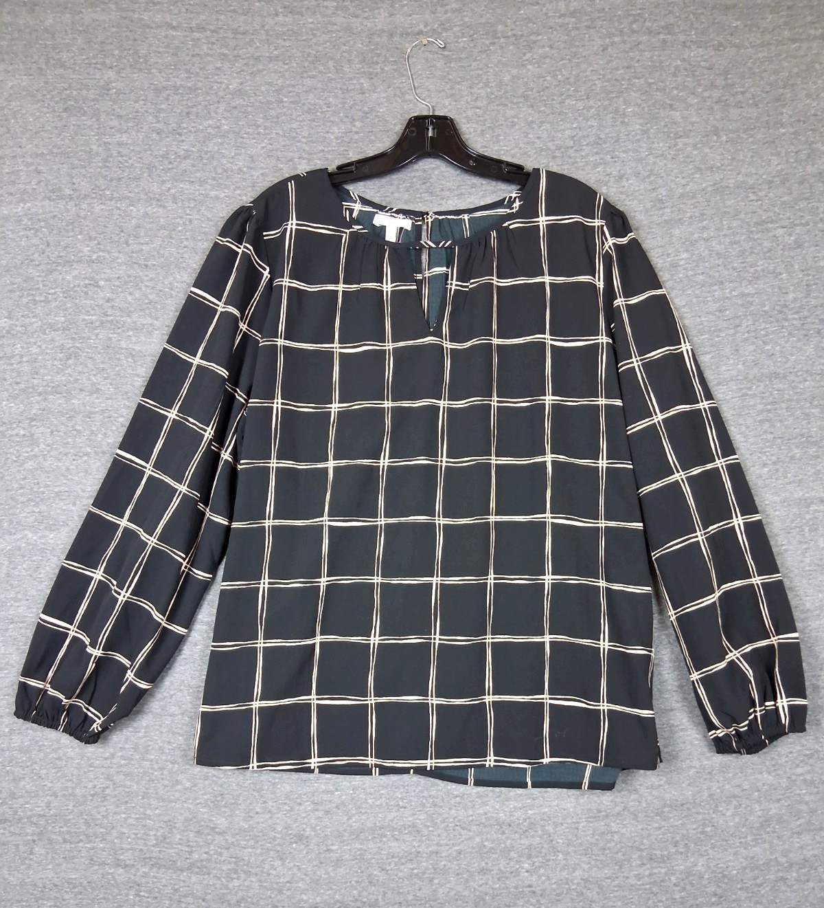 NEW Maurices Womens Shirt XL Black Brown Plaid Lightweight Academia Preppy