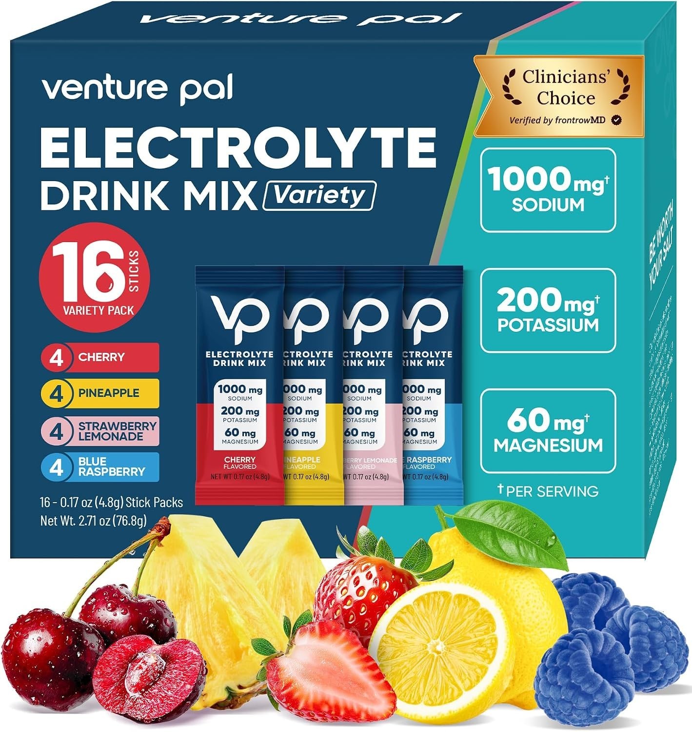 Venture Pal High Sodium Sugar-Free Electrolytes Powder Packets, 16 Sticks Hydrat Venture Pal High Sodium Sugar-Free Electrolytes Powder Packets, 16 Sticks Hydrat