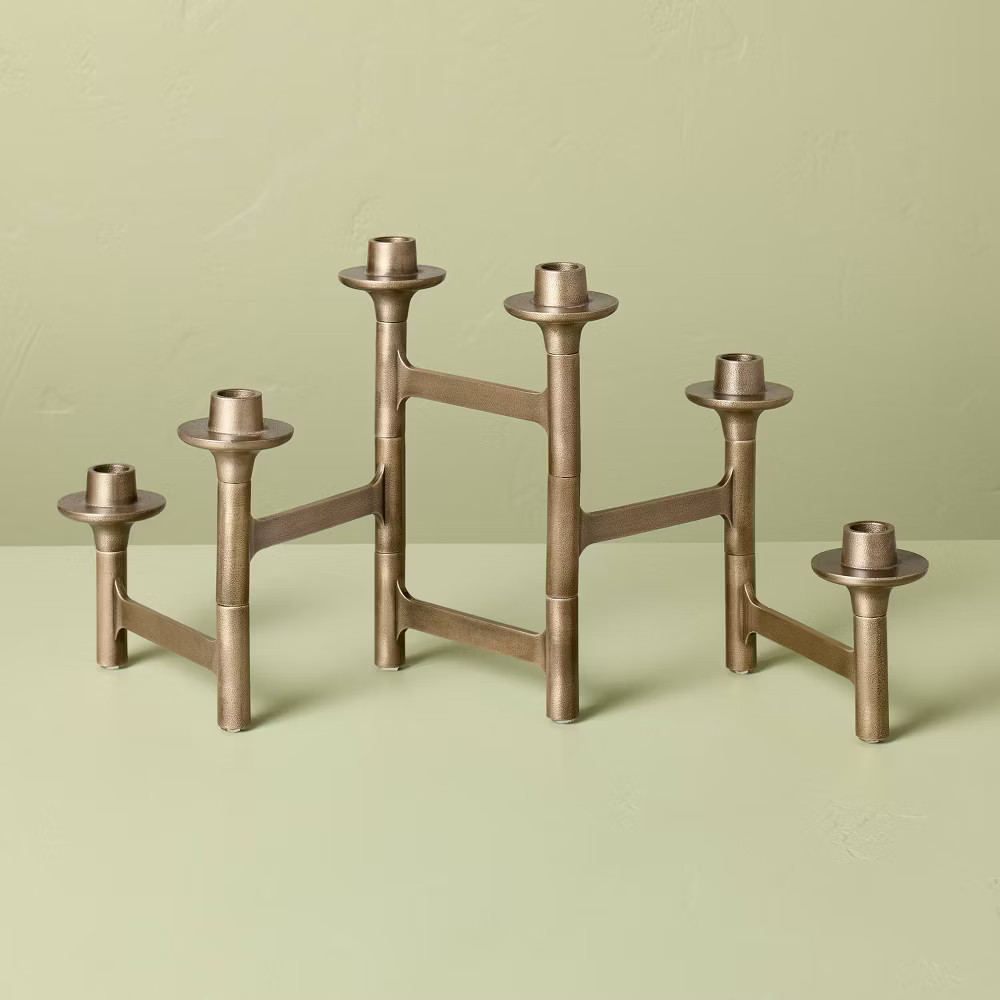6ct Taper Adjustable Brass Candelabra - Hearth & Hand with Magnolia