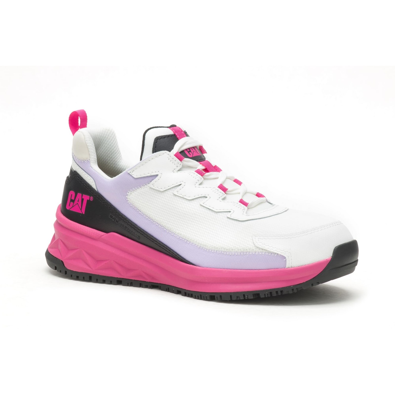 CAT Women's Streamline Carbon Composite Toe Work Shoe White/Black/Pink 8 Wide