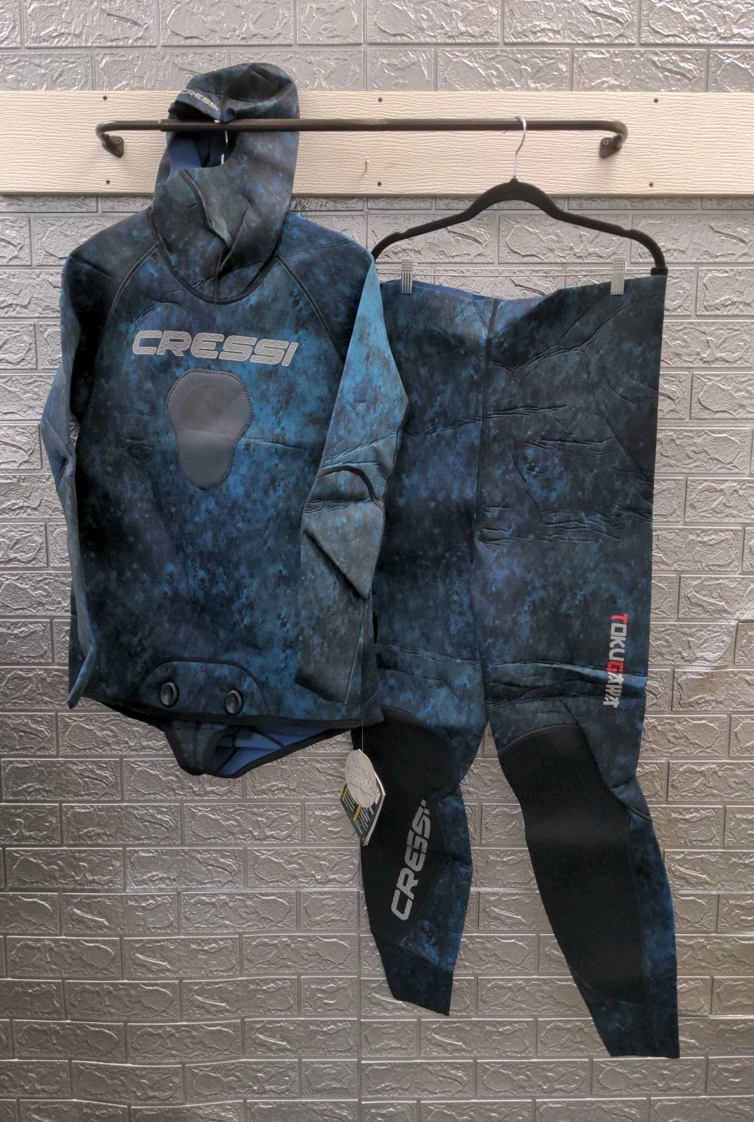 New CRESSI COBIA TOKUGAWA Nylon 2mm Men\'s 2 Pc Hooded Blue Camo Sz XXXL New CRESSI COBIA TOKUGAWA Nylon 2mm Men\'s 2 Pc Hooded Blue Camo Sz XXXL