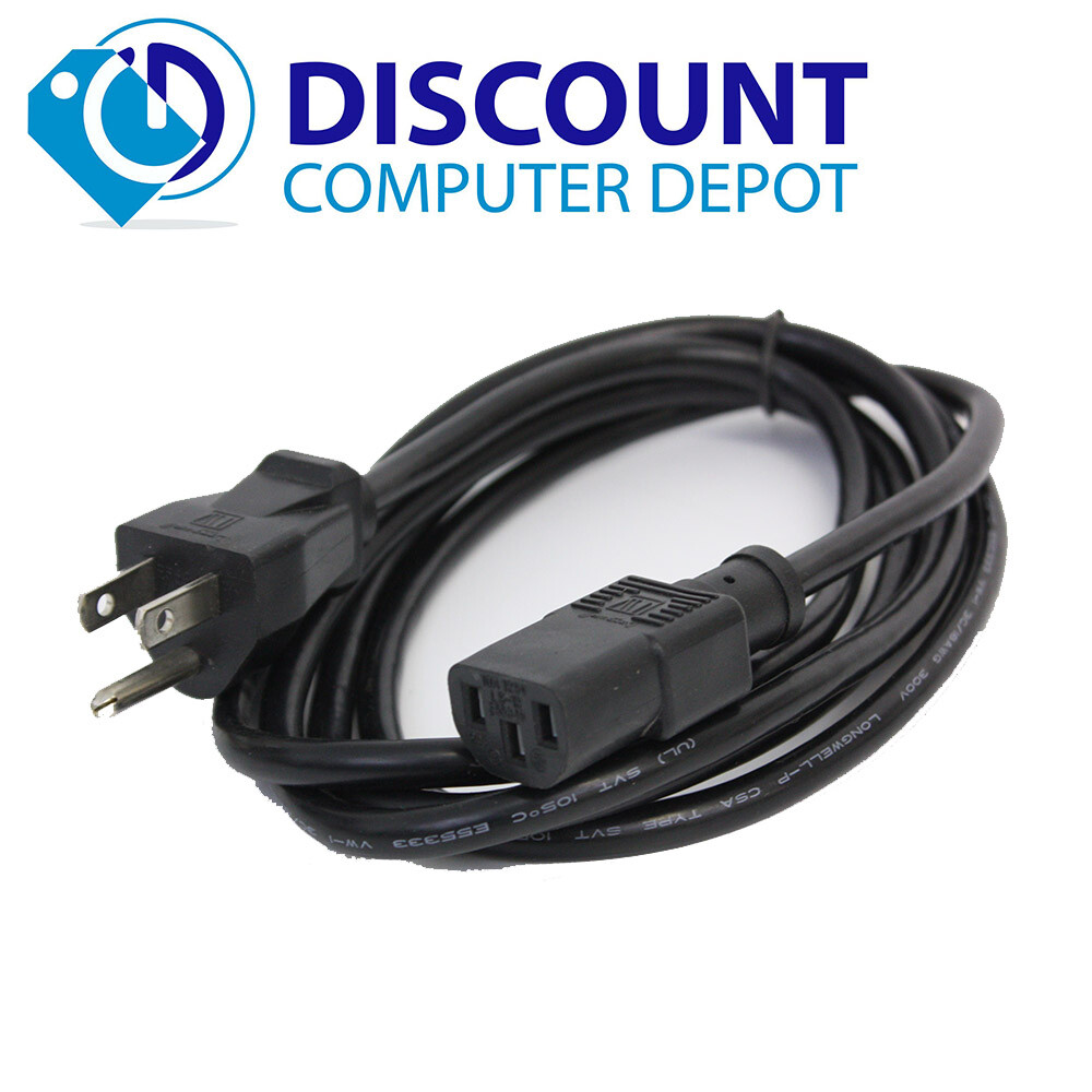 Power Cord Cable 3 Prong Universal Standard 5ft PC Computer HDTV Monitor