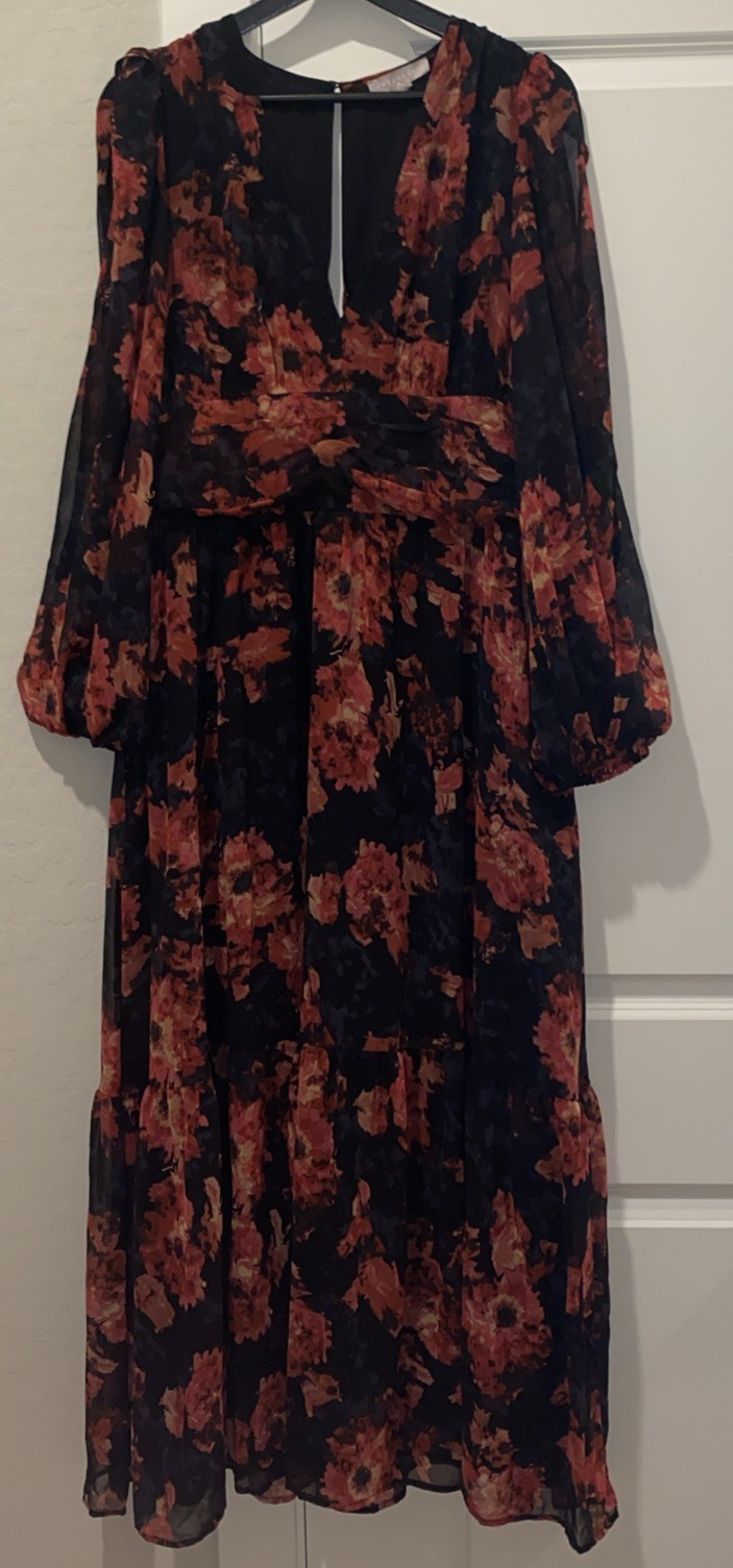 NWT Chelsea28 Nordstrom Women\'s Black Floral Maxi Dress Size Large NWT Chelsea28 Nordstrom Women\'s Black Floral Maxi Dress Size Large