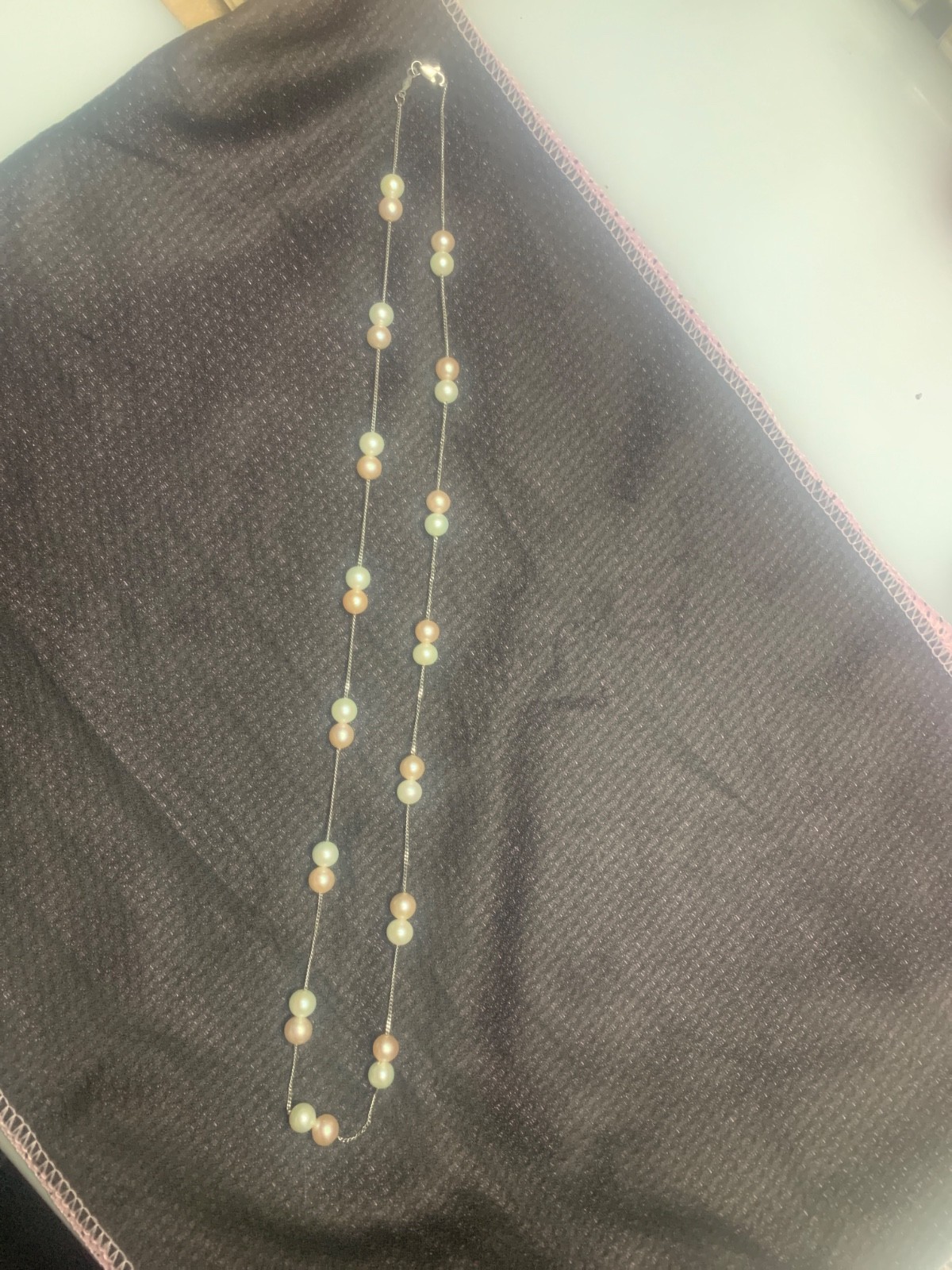 rare 18in. vintage mikimoto Sterling,akoya pearl station necklace rare 18in. vintage mikimoto Sterling,akoya pearl station necklace