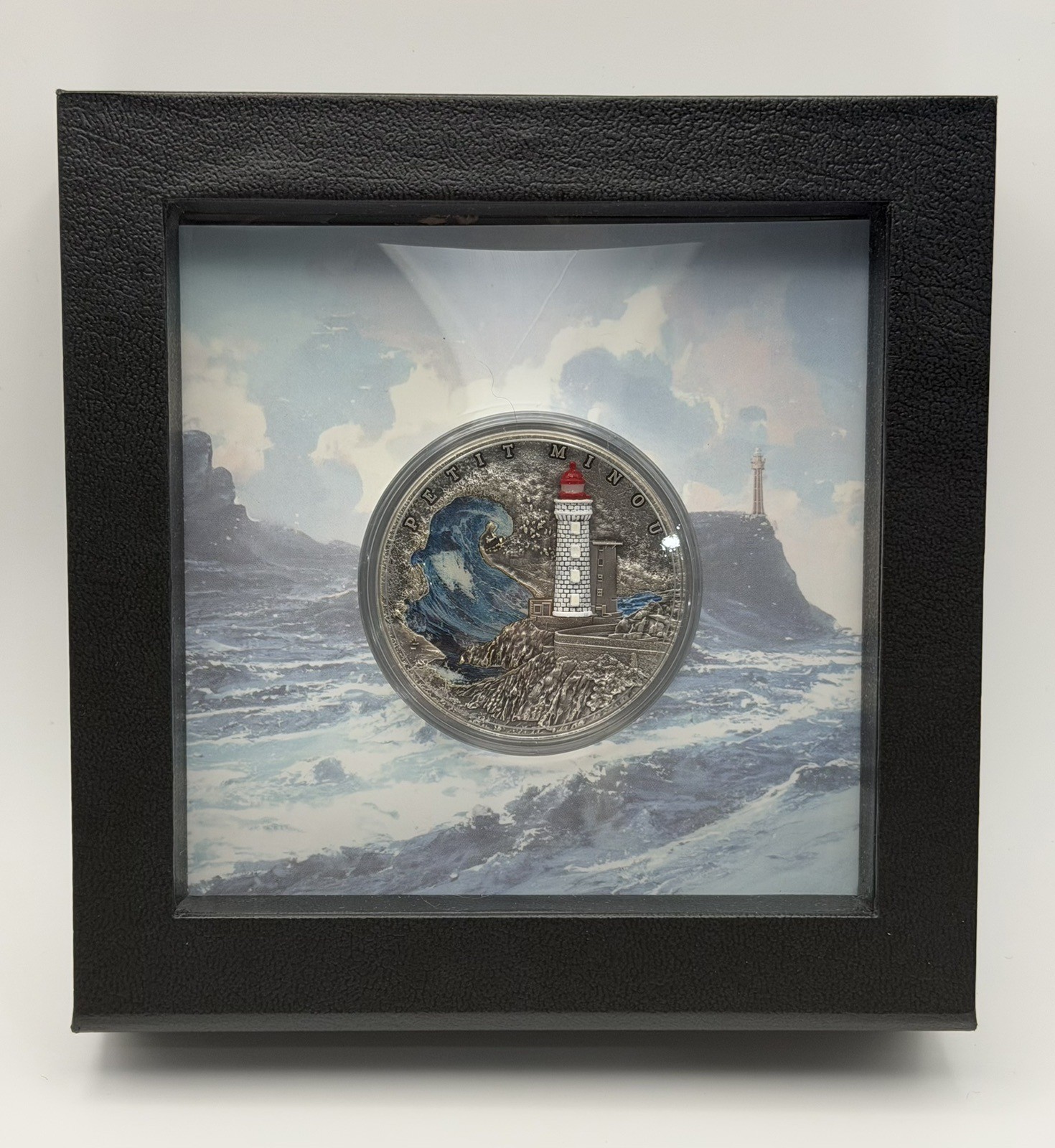2022 Niue Lighthouse Petit Minou 2 oz Antique Finish Silver Coin GITD LE /500
