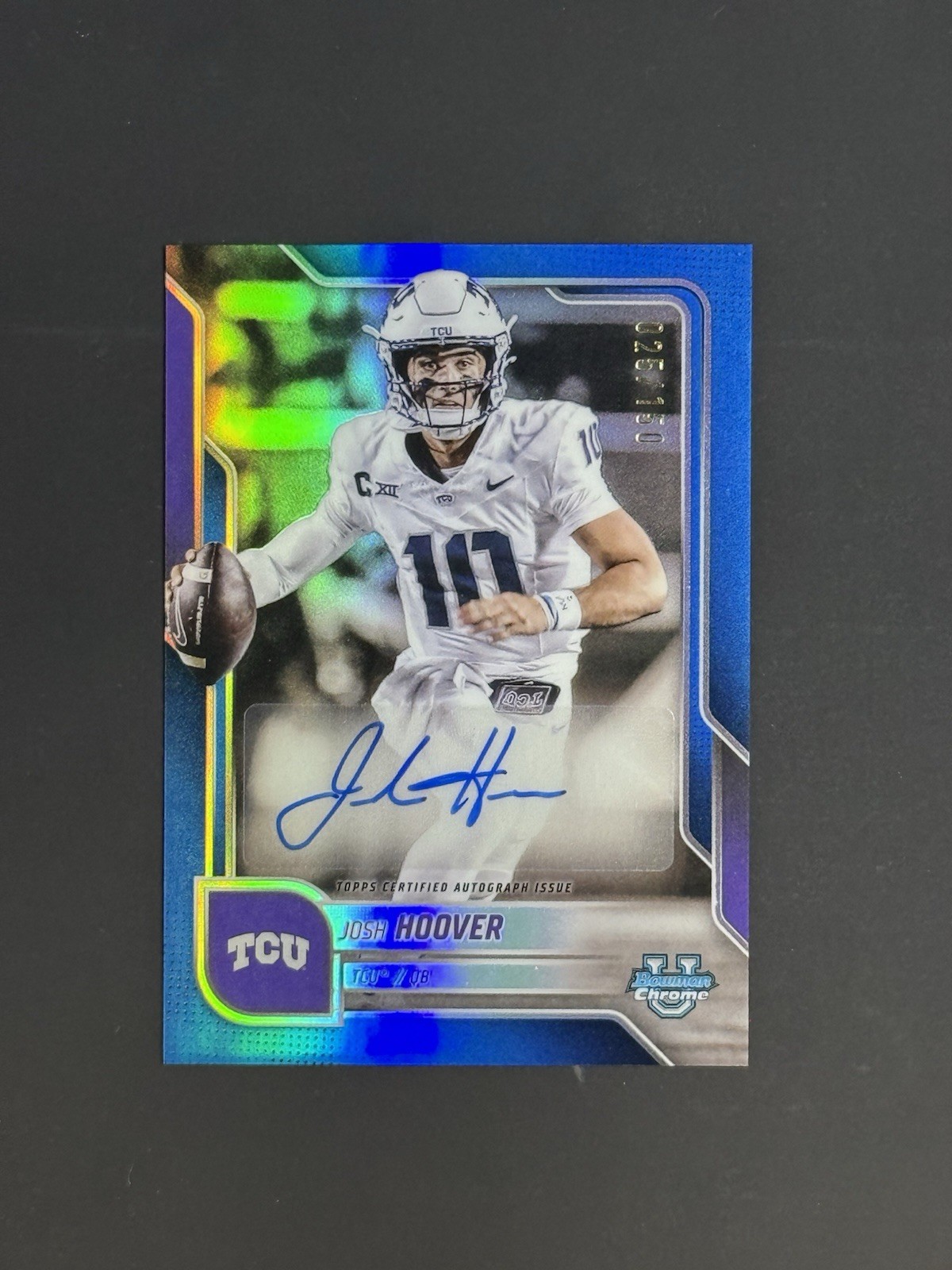 2025 Bowman Chrome U Josh Hoover Prospect Auto Blue Refractor /150 Indiana QB 2025 Bowman Chrome U Josh Hoover Prospect Auto Blue Refractor /150 Indiana QB