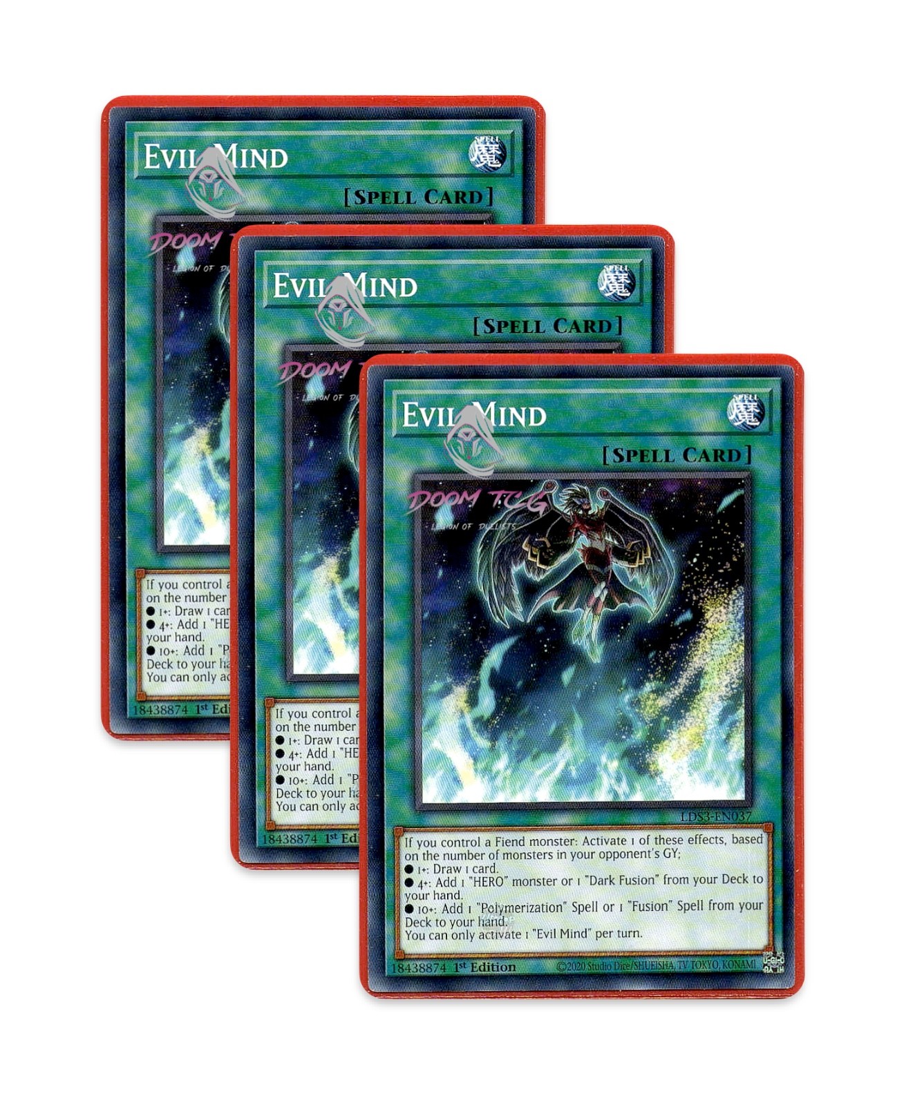Yugioh Evil Mind LDS3-EN037 (Common) 1st Ed 3x \