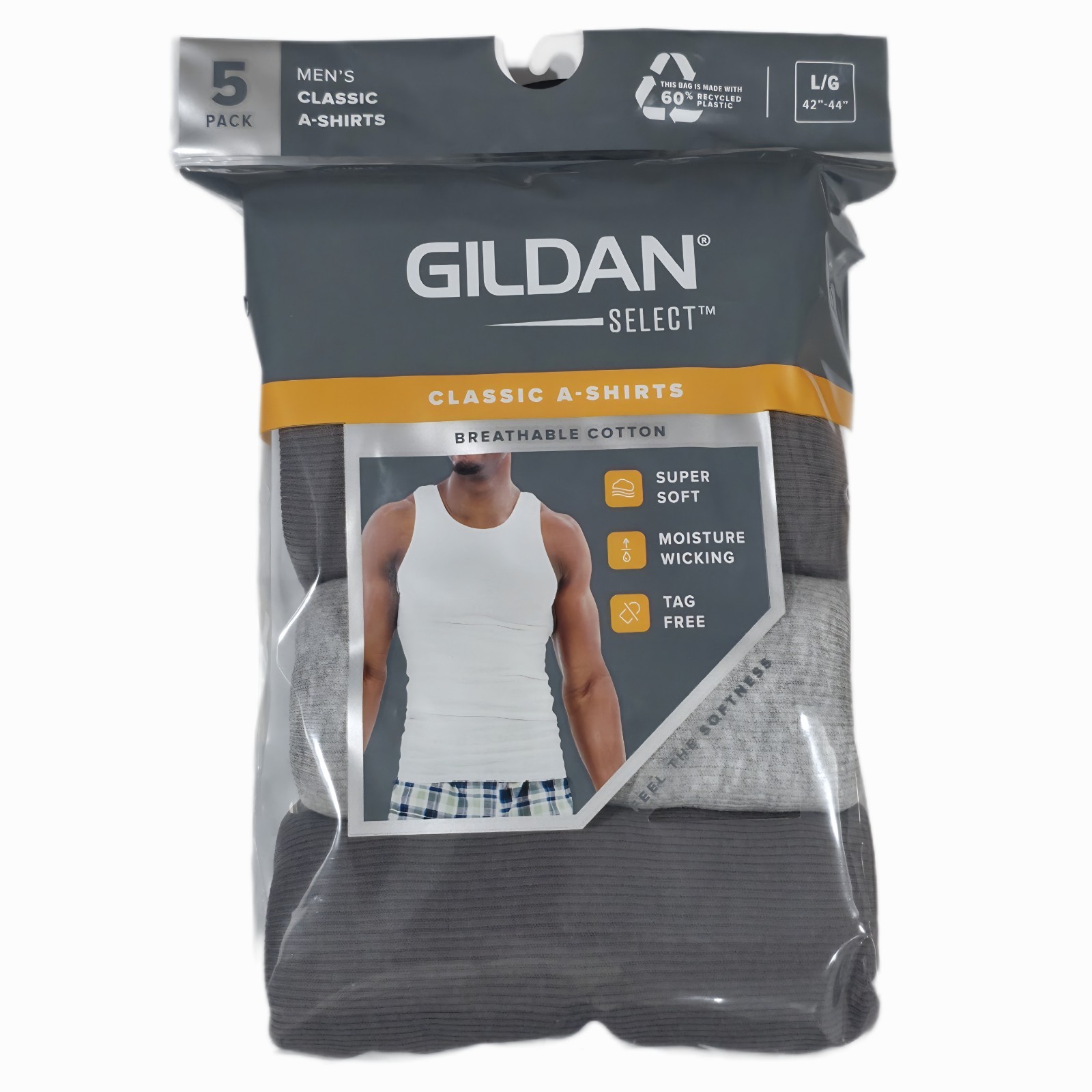 Gildan Select Men’s Classic A-Shirts Tank Tops 5 Pack Breathable Cotton S-XL Gildan Select Men’s Classic A-Shirts Tank Tops 5 Pack Breathable Cotton S-XL