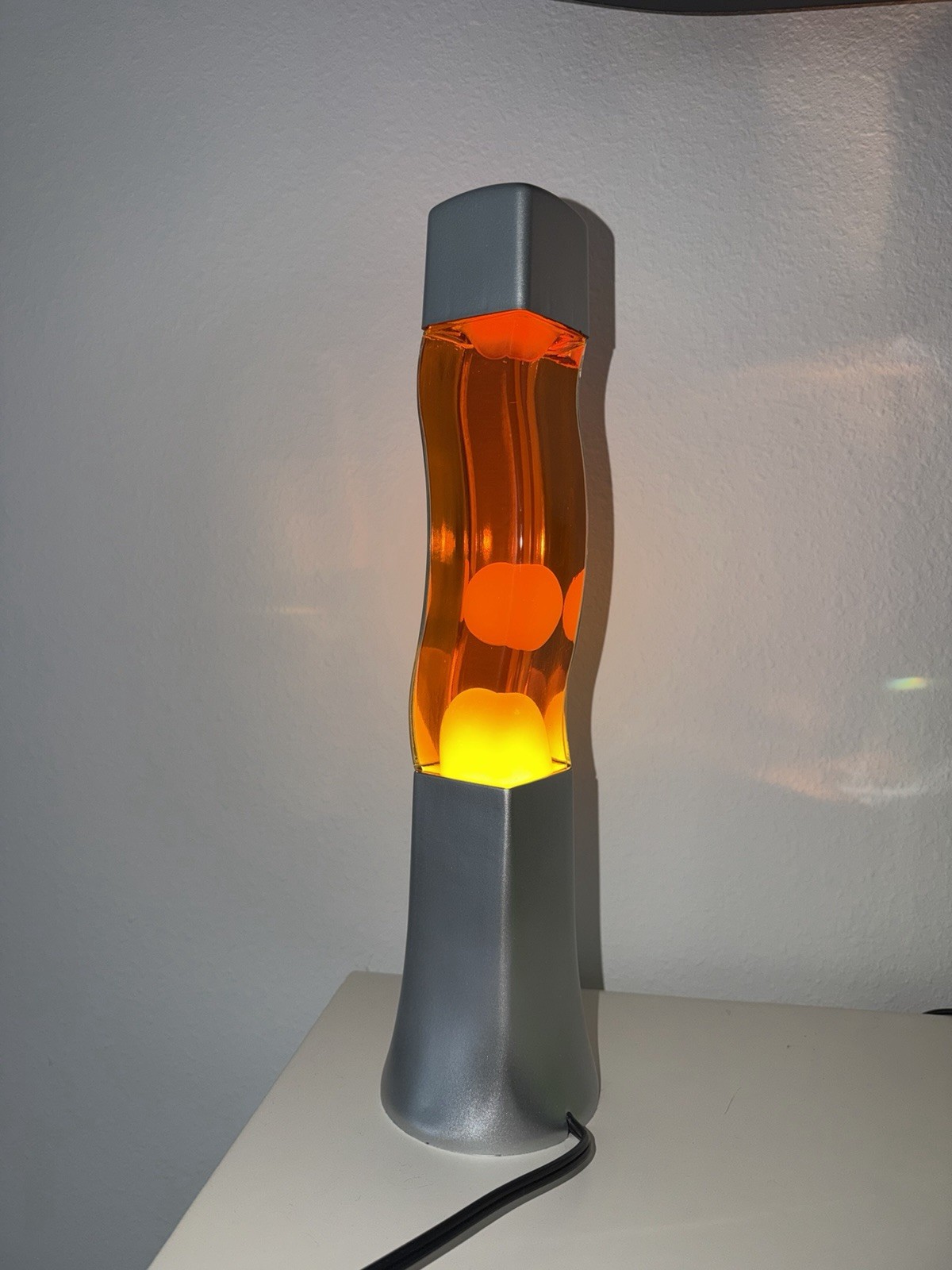 Retro Vintage Wavy S Shaped Lava Lamp Orange Fluid & Yellow Wax Retro Vintage Wavy S Shaped Lava Lamp Orange Fluid & Yellow Wax
