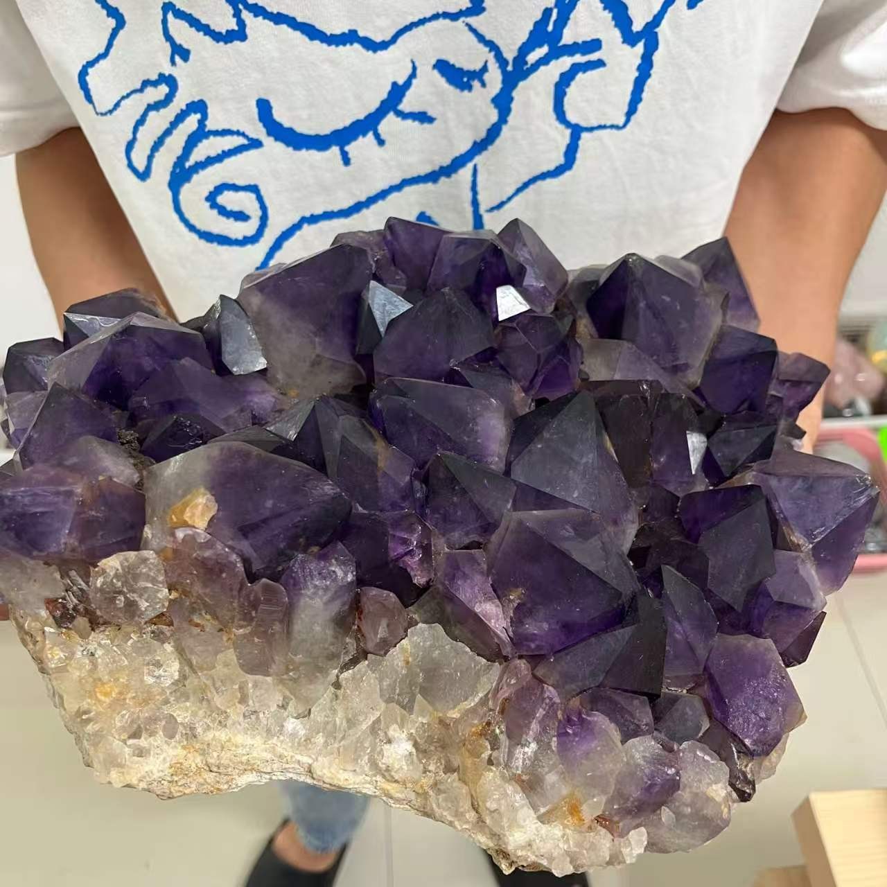 22.4LB Giant Natural Amethyst Cluster Crystal Raw Mineral Specimen Healing Decor