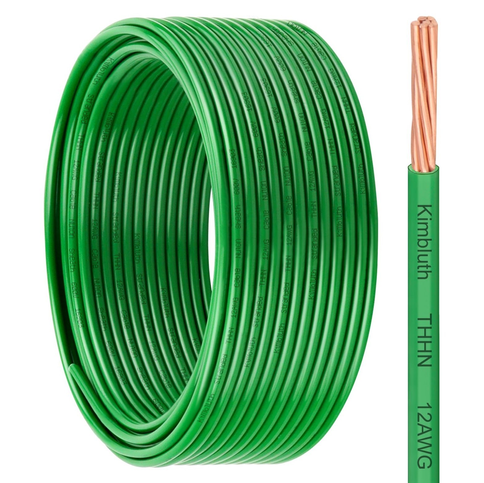 THHN Wire 12 Gauge 50 FT Stranded Copper Wire, Green THHN Wire 12 Gauge 50 FT Stranded Copper Wire, Green