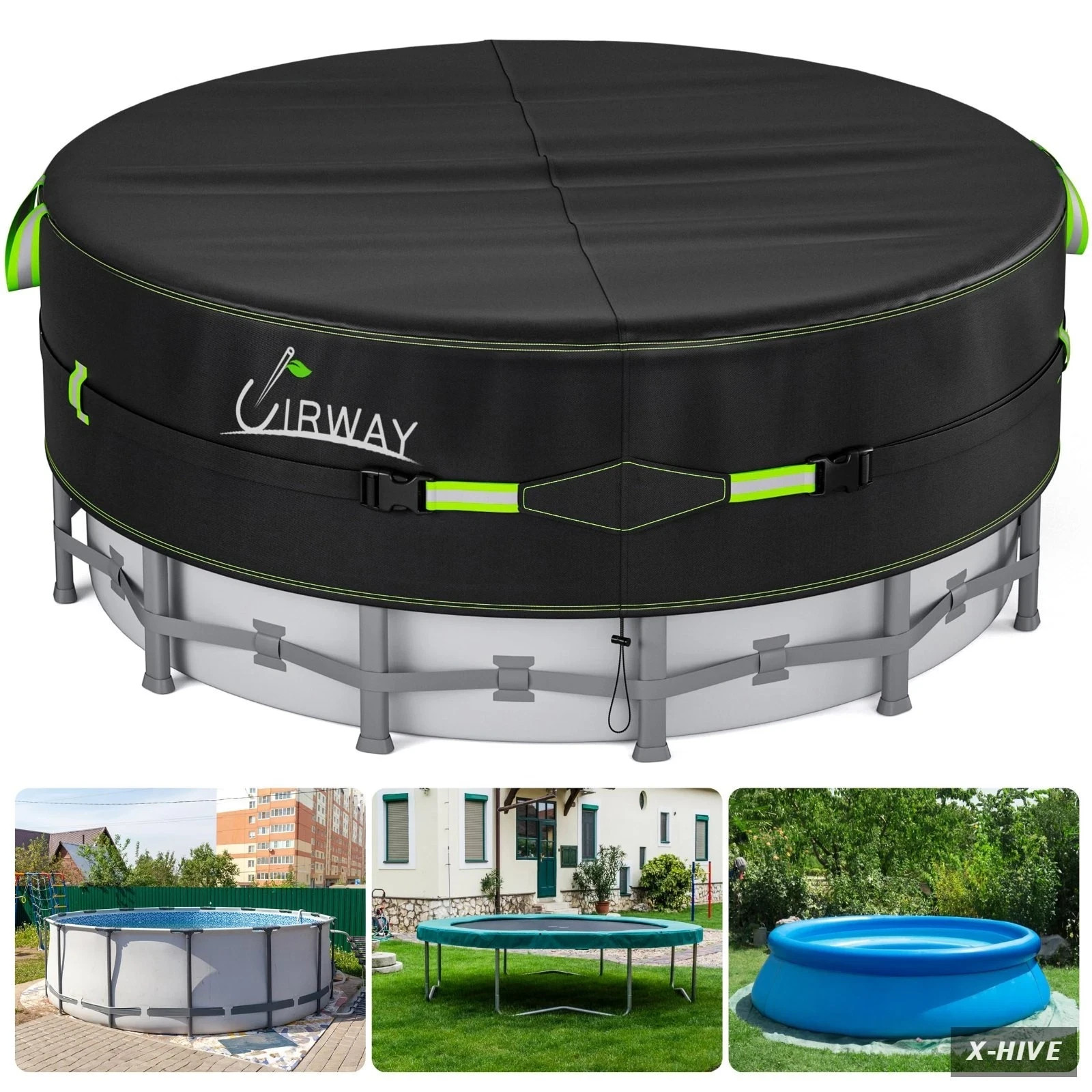 Covers 24\' (Round) Polyester 1 Count UIRWAY Ft Winter Pool Cover Reflective
