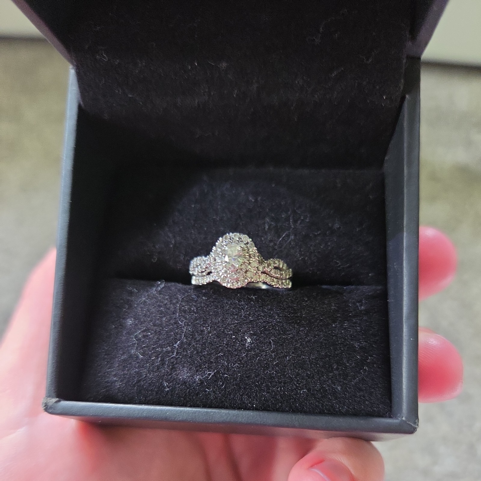 1/2 CT Oval Diamond Double Halo Bridal Set – 10K White Gold, Size 4.25 1/2 CT Oval Diamond Double Halo Bridal Set – 10K White Gold, Size 4.25