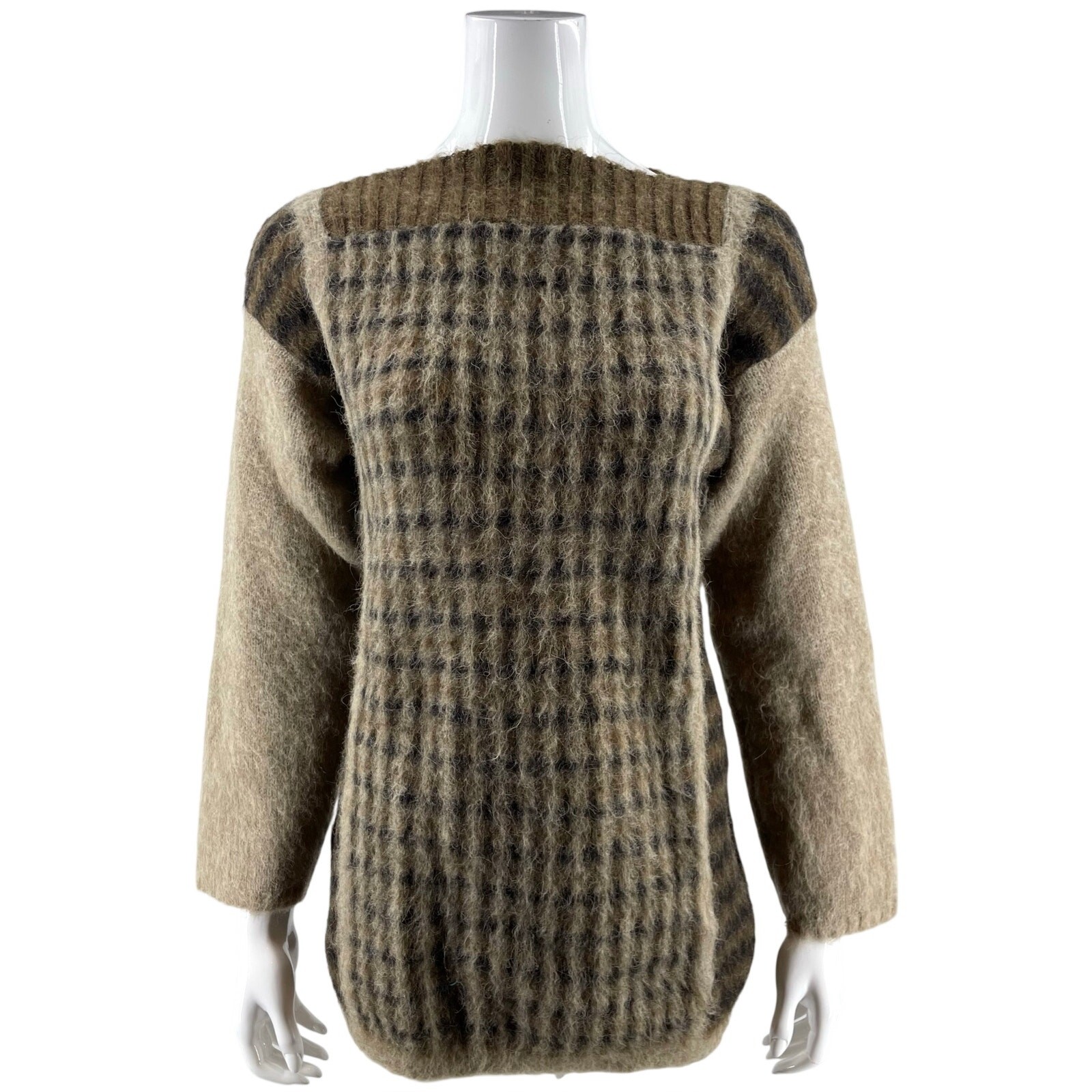 VTG Ice Lamb Kinetic Womens Tunic Sweater Size Medium Brown Mock Neck Wool VTG Ice Lamb Kinetic Womens Tunic Sweater Size Medium Brown Mock Neck Wool