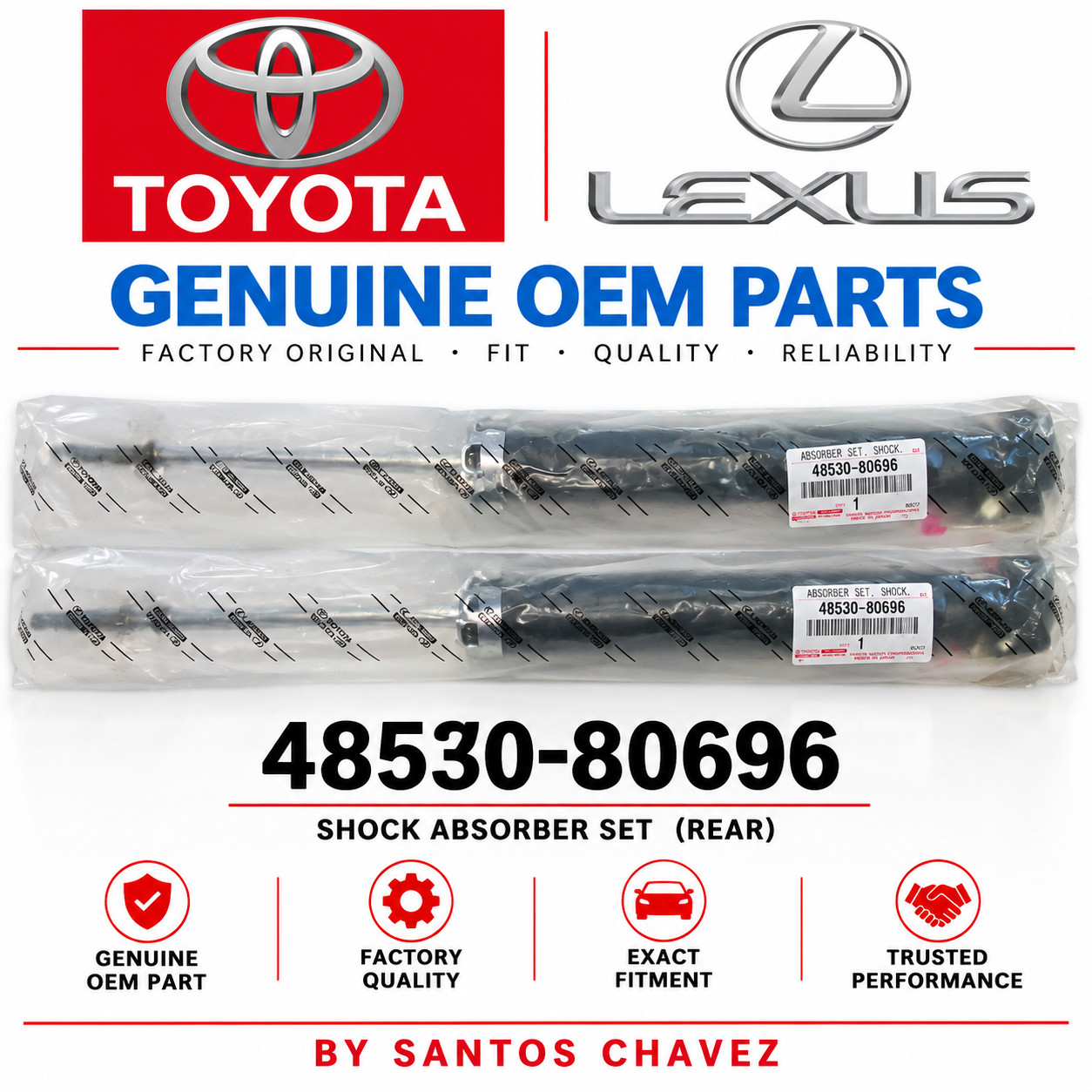 2012-2015 Toyota Prius Rear Shock Absorber Set (2)  GENUINE OEM PART 48530-80696