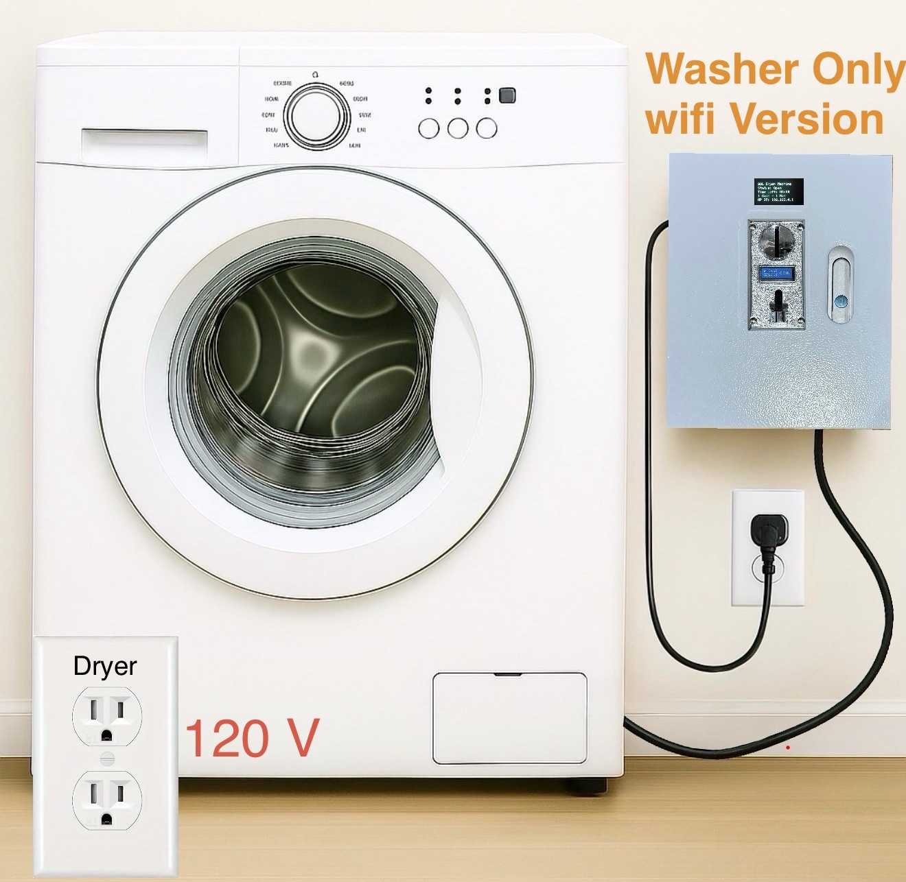 Commercial Coin Operated Laundry Machine Kit - WiFi, Washer