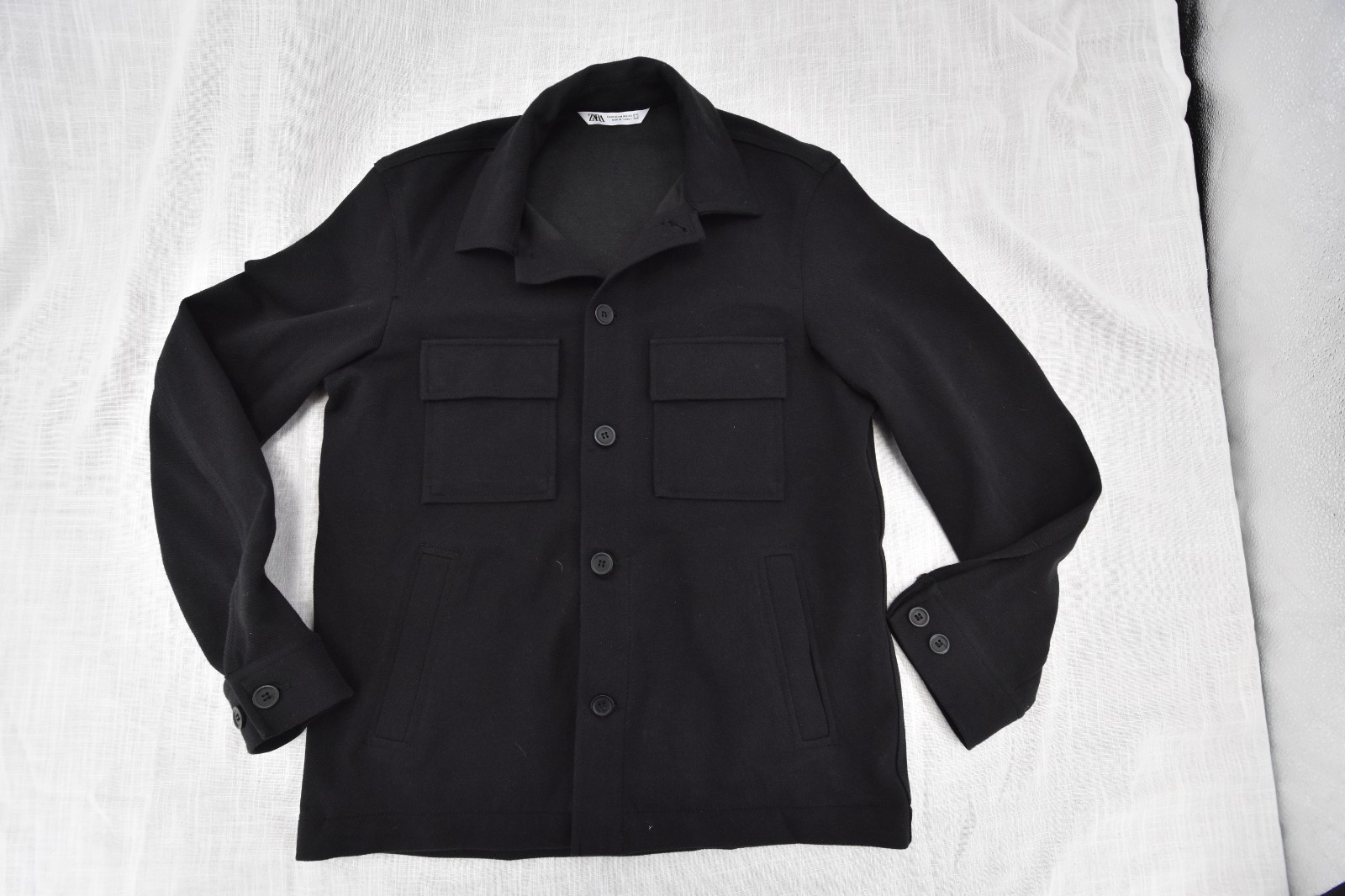 NWT Zara Mens Black Light Jacket Overshirt Shirt Jacket Size Medium M New