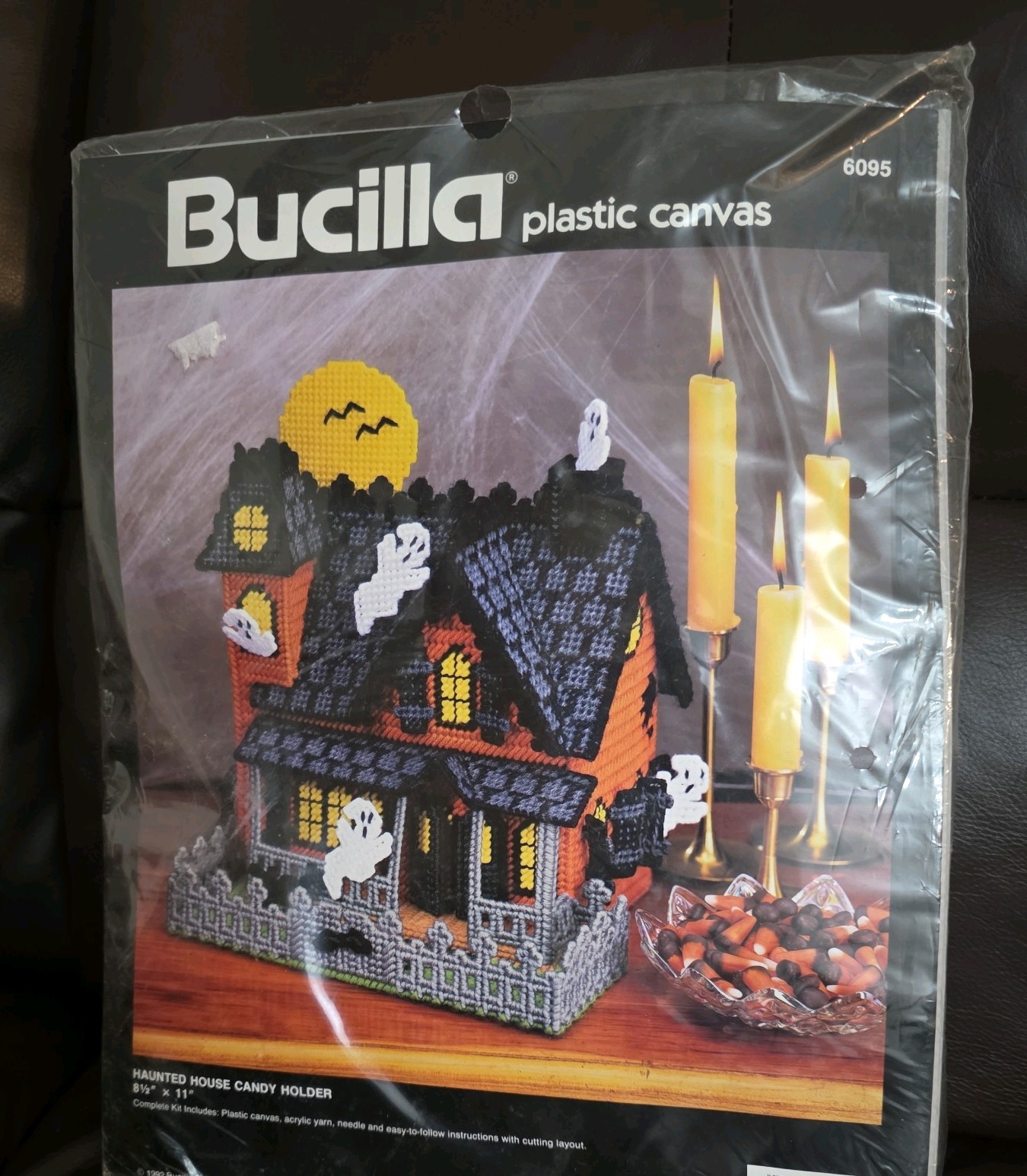 Vtg Bucilla Haunted House Candy Holder Kit Plastic Canvas #6095 Halloween 8.5x11 Vtg Bucilla Haunted House Candy Holder Kit Plastic Canvas #6095 Halloween 8.5x11