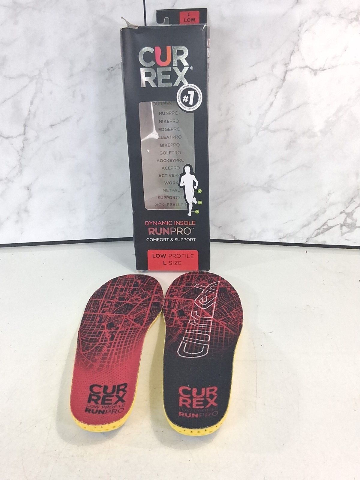 CURREX Dynamic Insole RUNPRO Low Profile Arch Support Size Large Running Insert