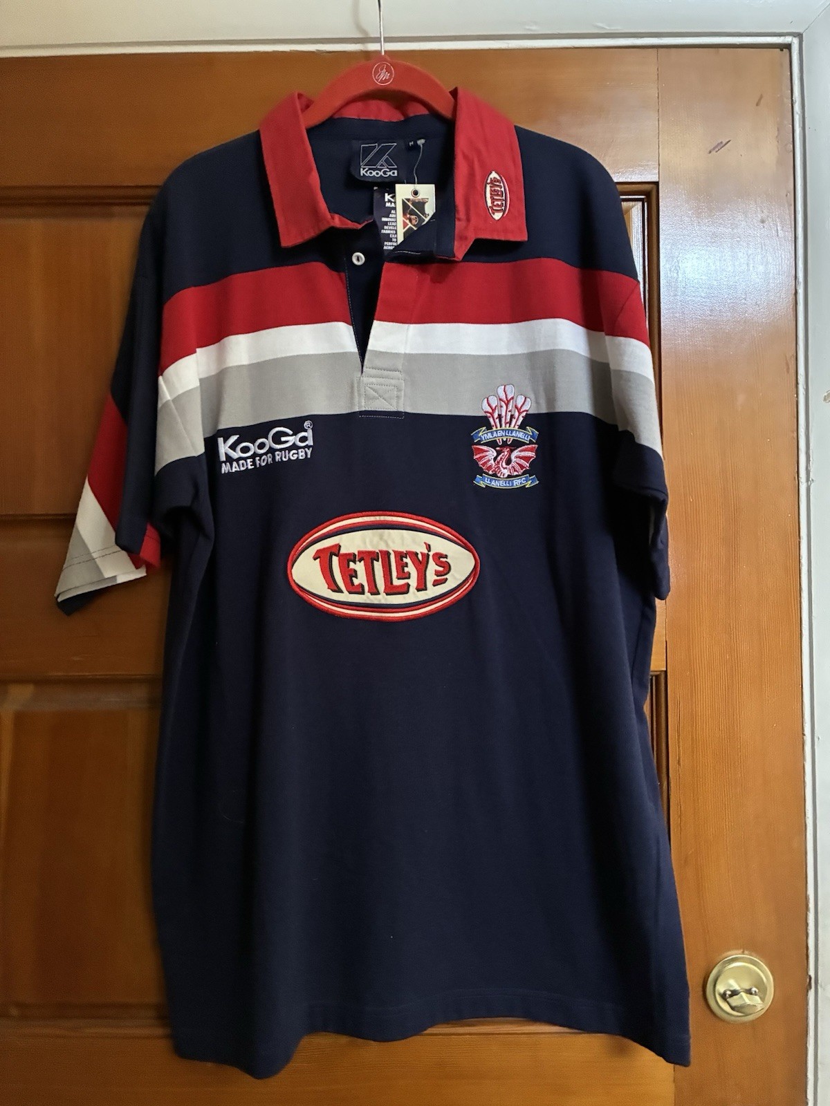 Kooga Llanelli Scarlets  Mens Rugby Football Polo Shirt/Tetley\'s Stitched SZ M