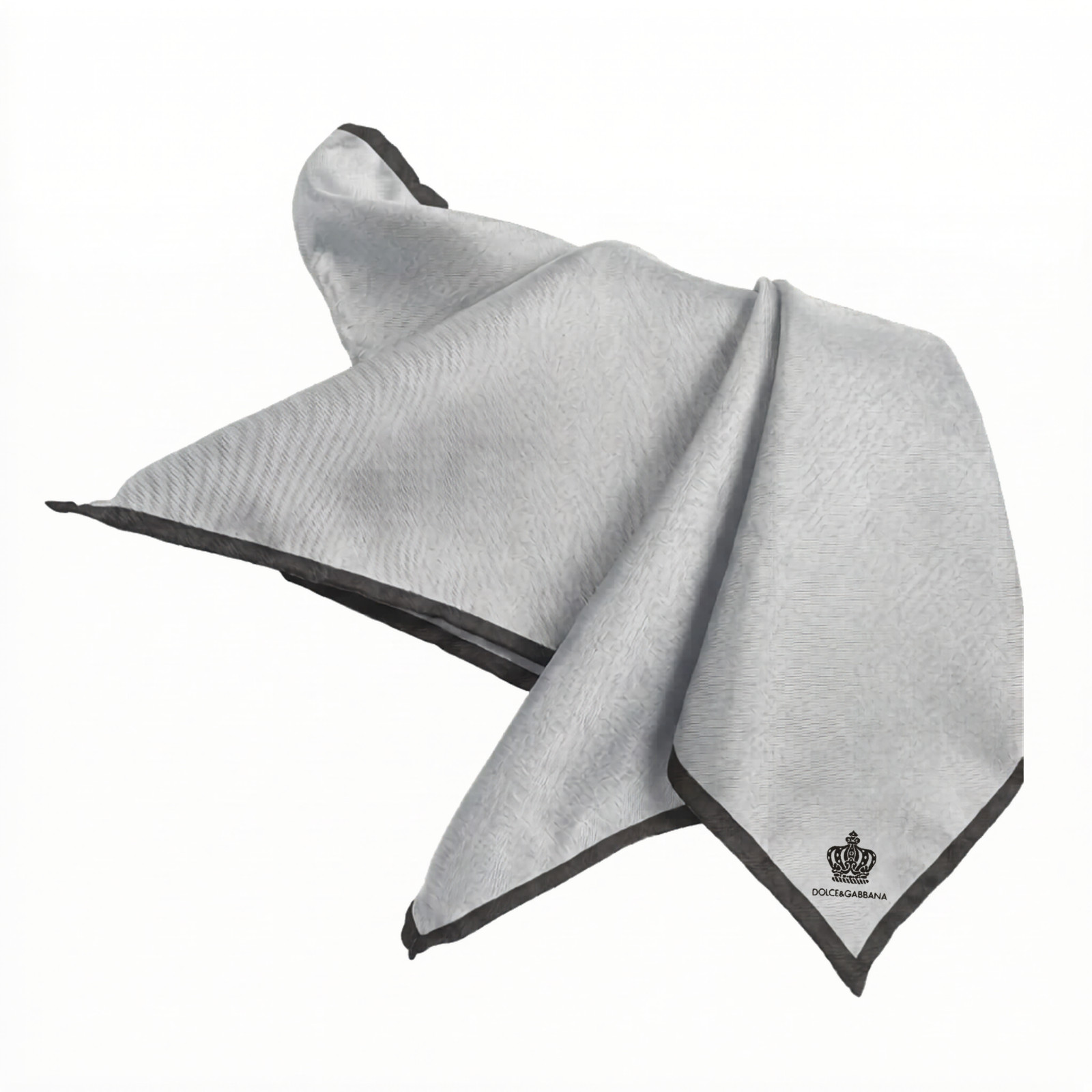 $195 NWOT Dolce&Gabbana Gray w Black Silk Pocket Square Italy 13\ $195 NWOT Dolce&Gabbana Gray w Black Silk Pocket Square Italy 13\