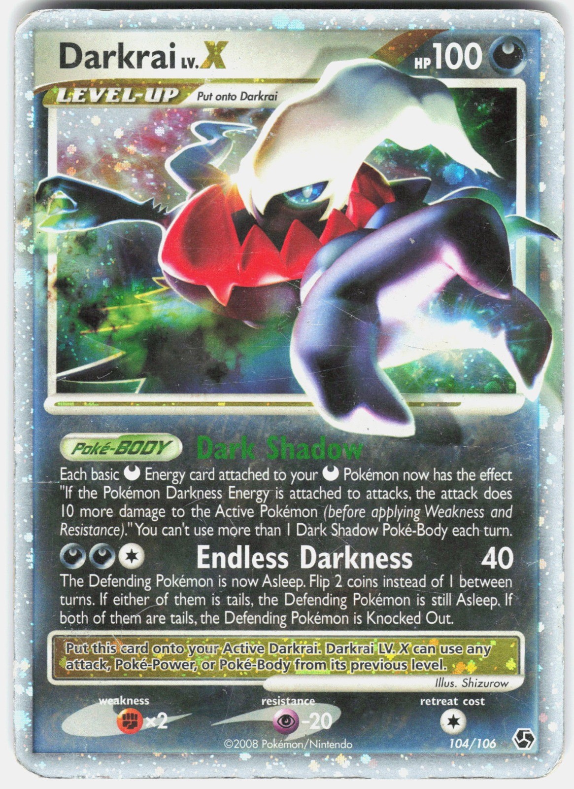 Darkrai LV.X Holo Ultra Rare Great Encounters 104/106 HP Darkrai LV.X Holo Ultra Rare Great Encounters 104/106 HP