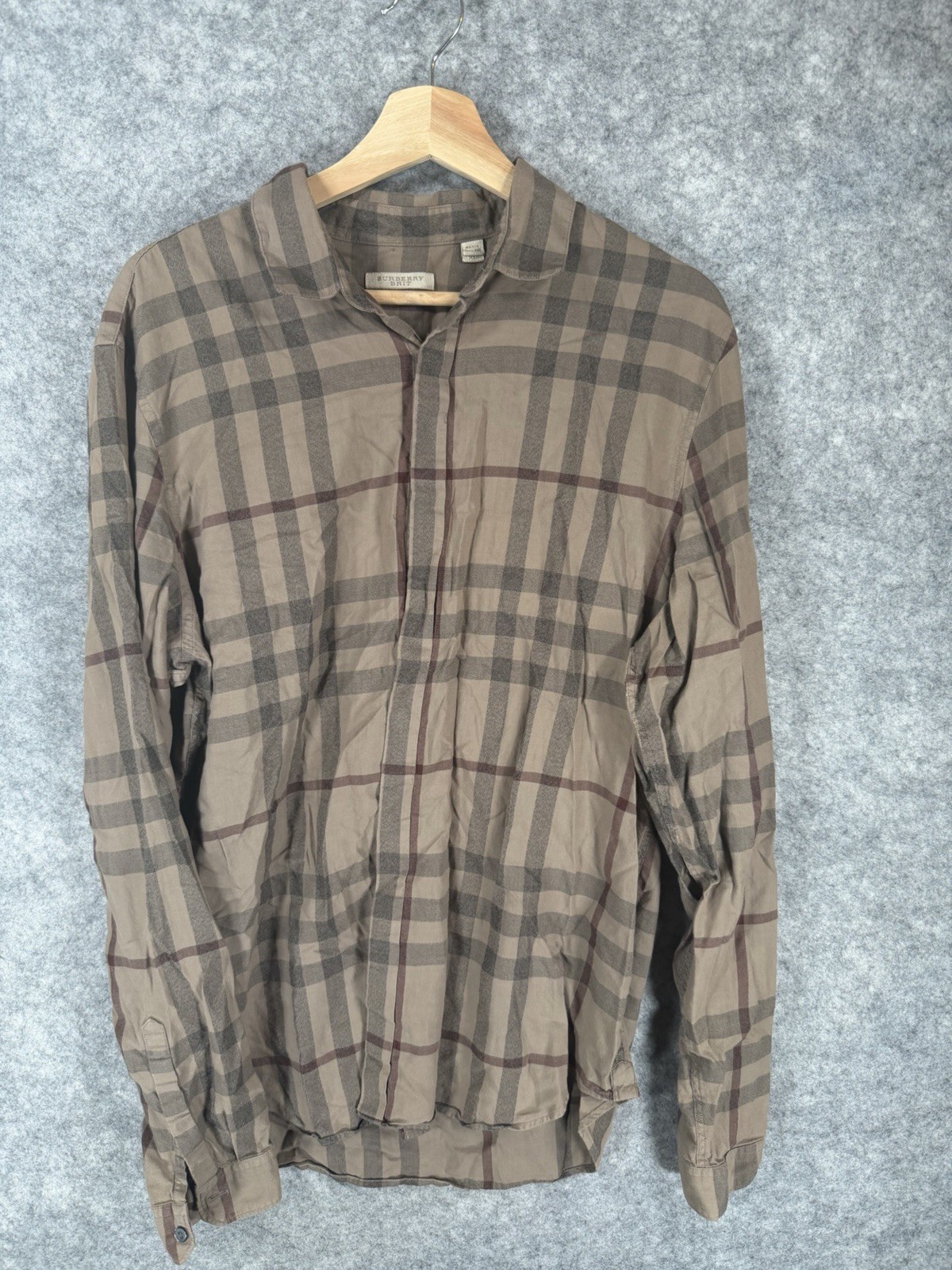 Burberry Brit Shirt Mens XL Button Up Long Sleeve Vintage Nova Check England