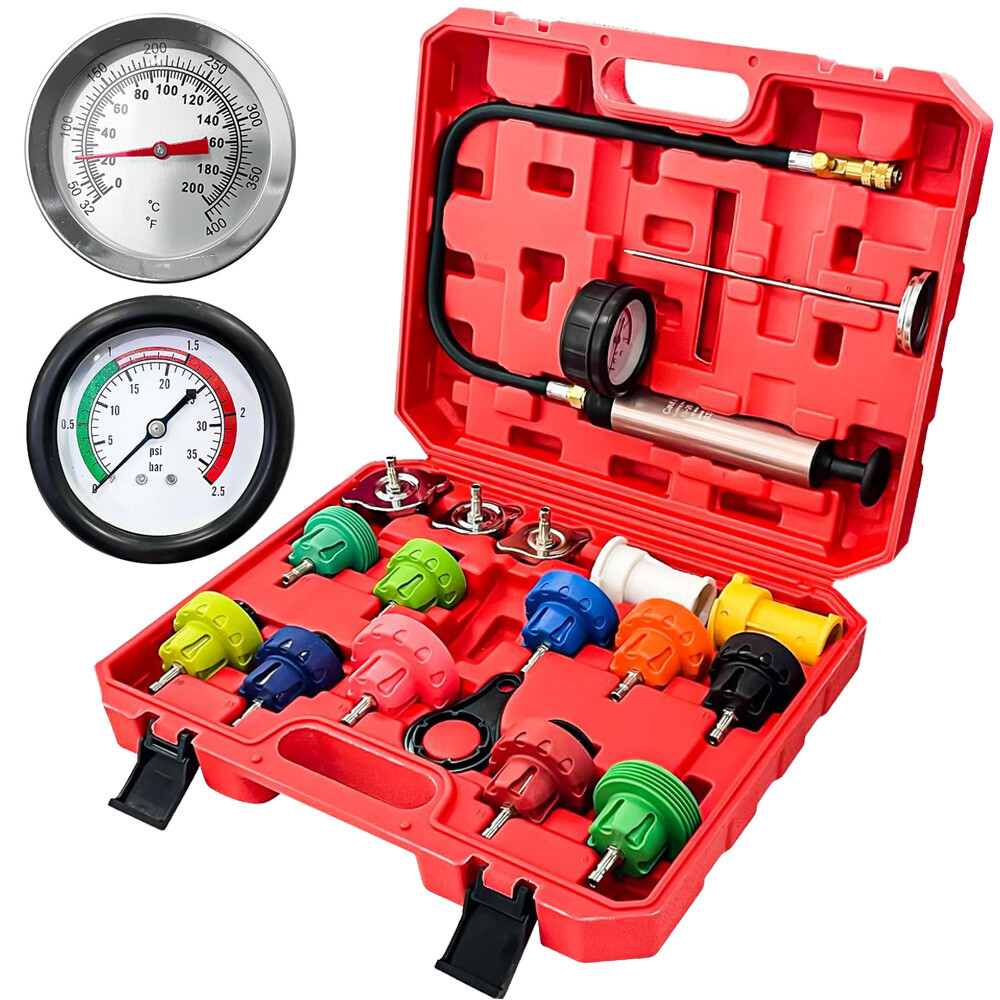 18pcs Universal Radiator Pressure Tester Kit Coolant Vacuum Type Cooling System