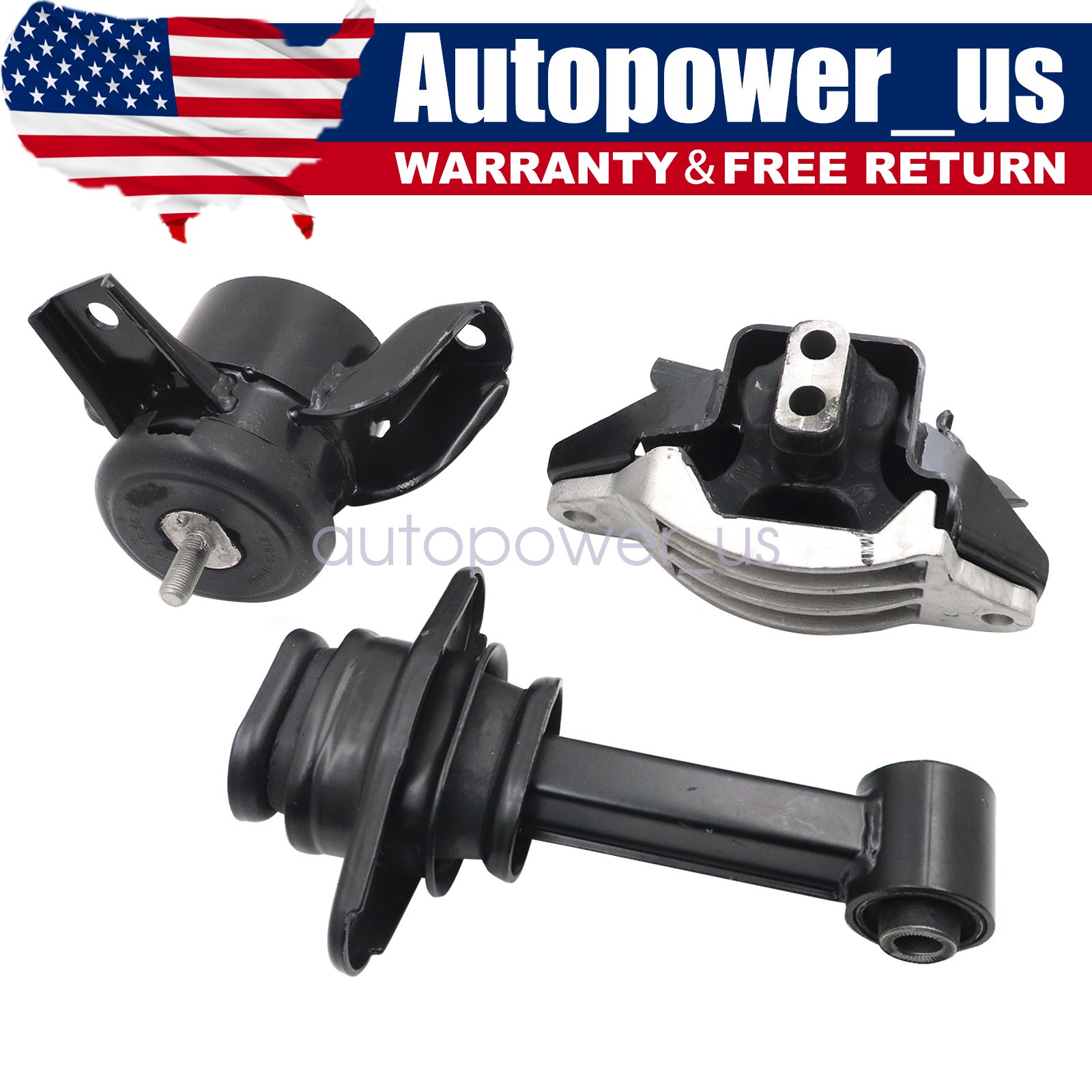 3Pcs New Engine Mounting Set (Rear, Left, Right) Fits 2015-2022 Hyundai Creta