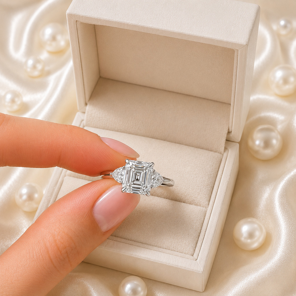 6.00 TCW Asscher Cut Diamond Wedding Ring IGI Certified Lab Created 950 Platinum