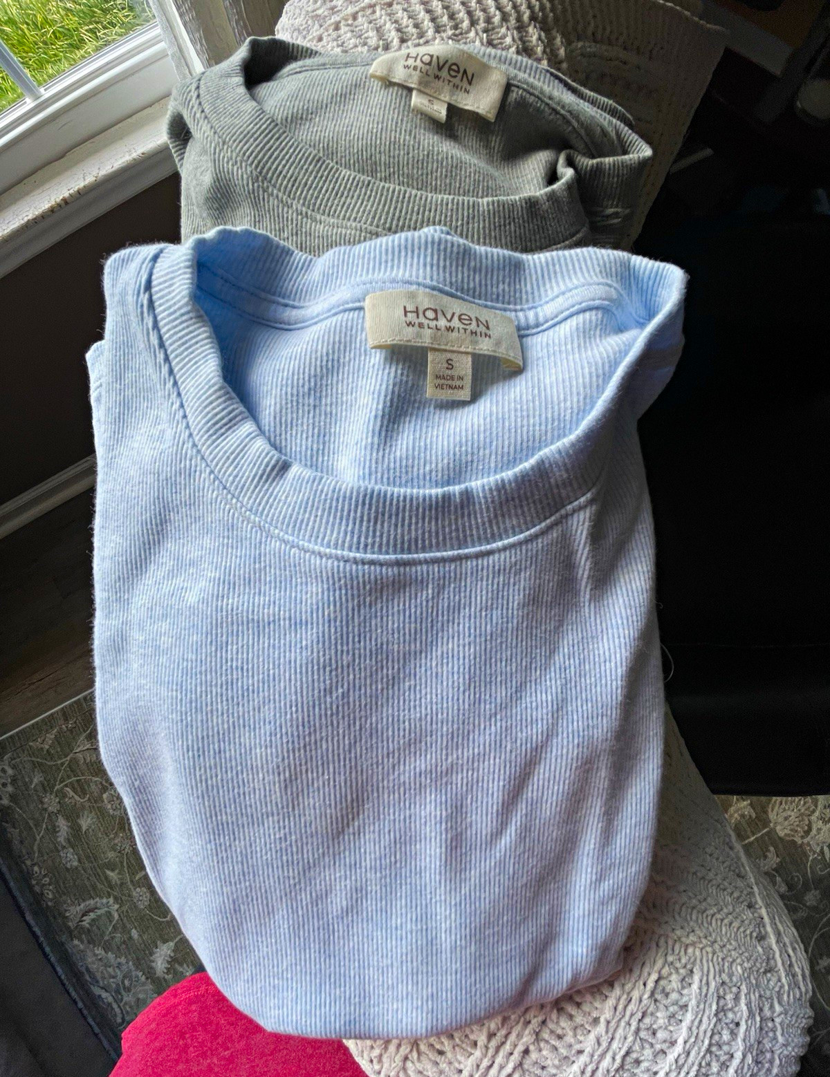 Haven Well Within Lot 2 Ribbed Knit Crew Neck Tee S Blue/Gray Haven Well Within Lot 2 Ribbed Knit Crew Neck Tee S Blue/Gray