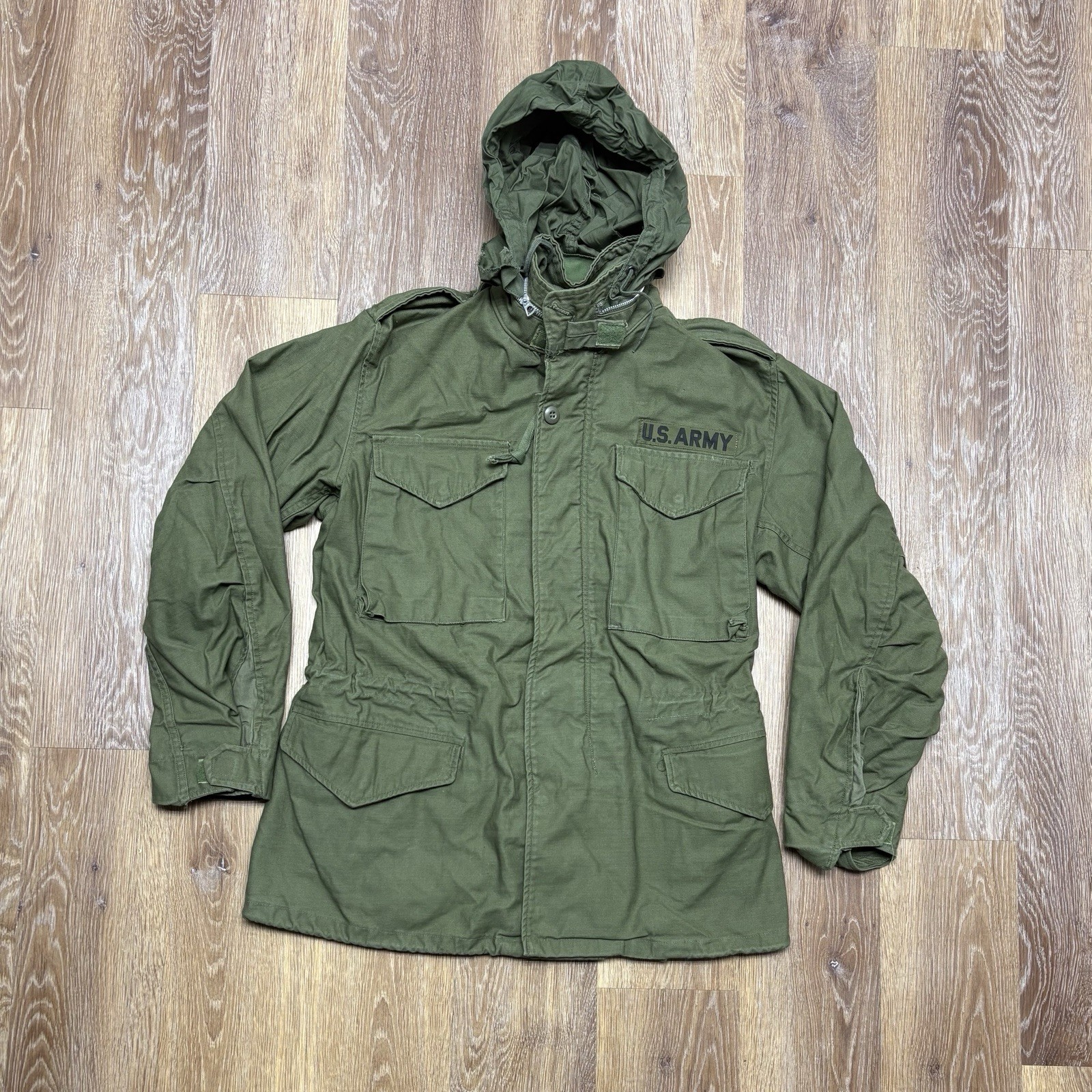 VTG  1967 Alpha Industries M-65 Field Jacket OG 107 MINT DSA Regular  S w/ Hood