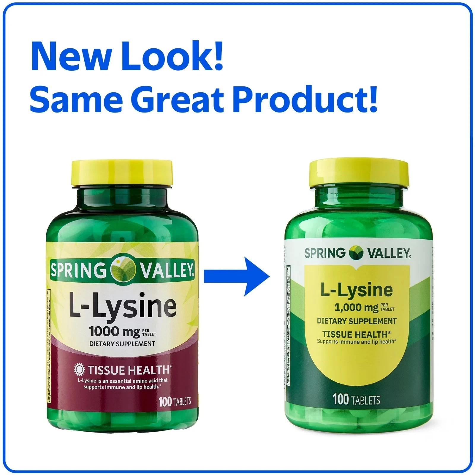 Spring Valley L-Lysine 1000 mg Tablets, 100 Count – Supports Immune Health