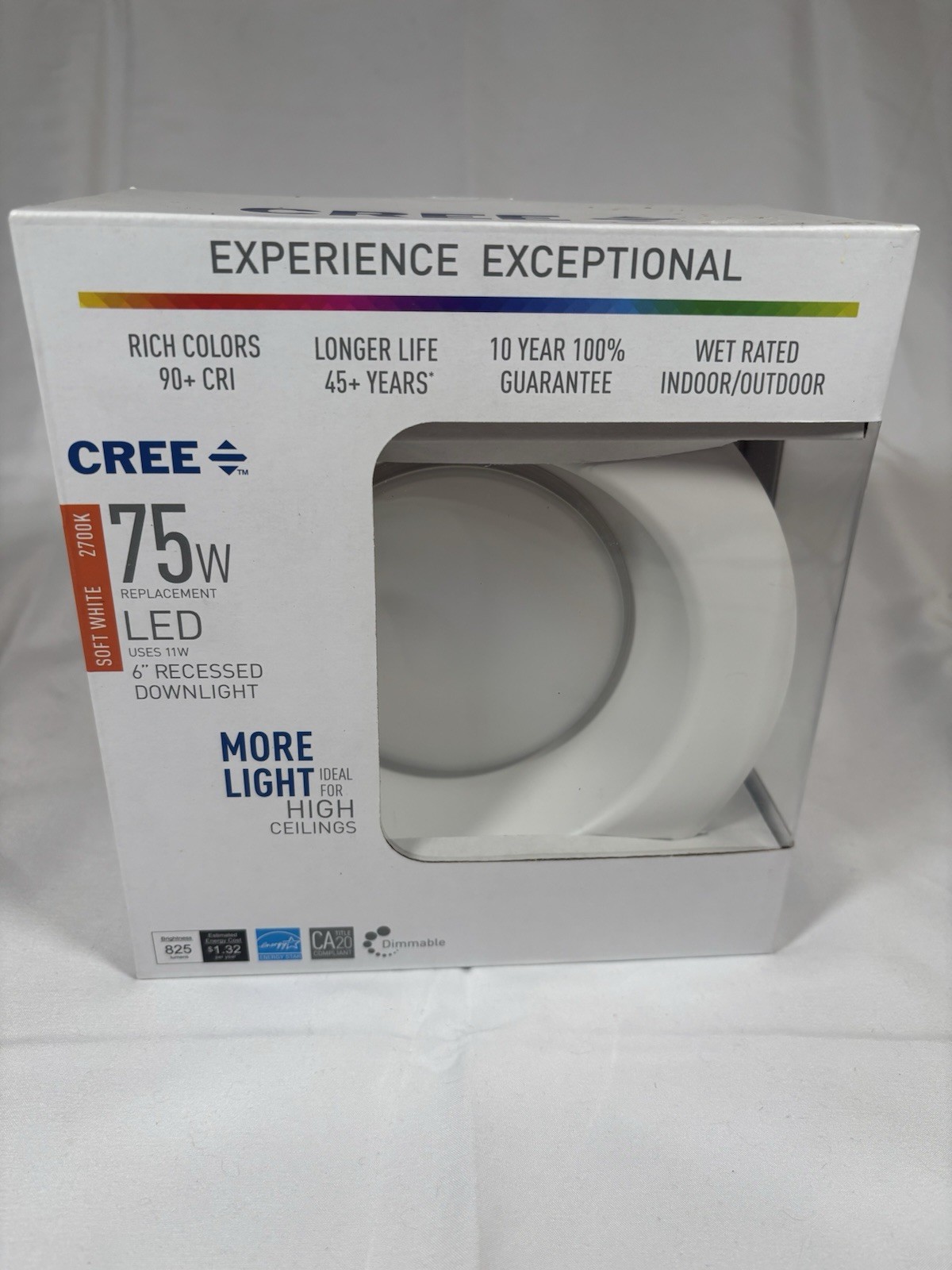 Cree Lighting 6” Recessed Downlight LED 75W 825 Lumen Dimmable Soft White 2700K
