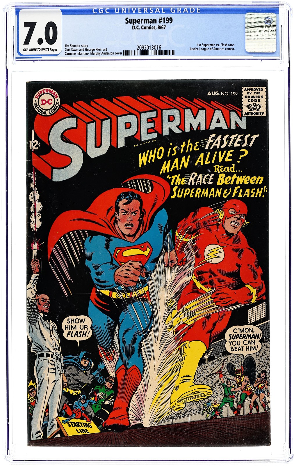 Superman #199 CGC 7.0 1967 2092013016 1st Superman vs Flash race