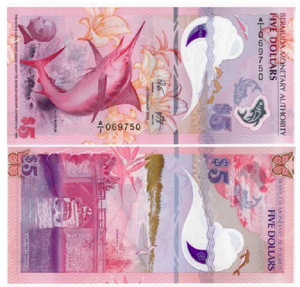 2024 Bermuda 5 Dollars P W64 A1 Prefix Polymer UNC NEW Banknote 2024 Bermuda 5 Dollars P W64 A1 Prefix Polymer UNC NEW Banknote