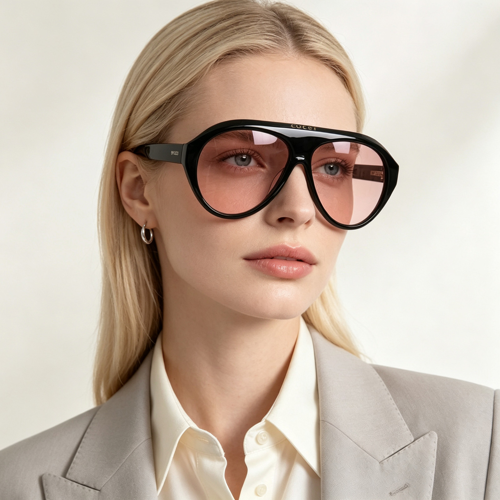 Gucci GG0479S Black Aviator Sunglasses Pink Lens 60-13-150 Gucci GG0479S Black Aviator Sunglasses Pink Lens 60-13-150