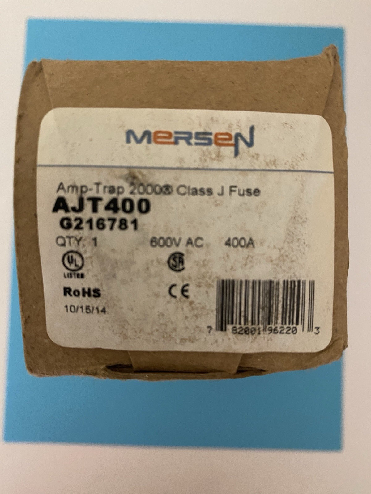 Mersen AJT400 Amp-Trap 2000 Class J Fuse 400A 600VAC G216781 NEW Mersen AJT400 Amp-Trap 2000 Class J Fuse 400A 600VAC G216781 NEW
